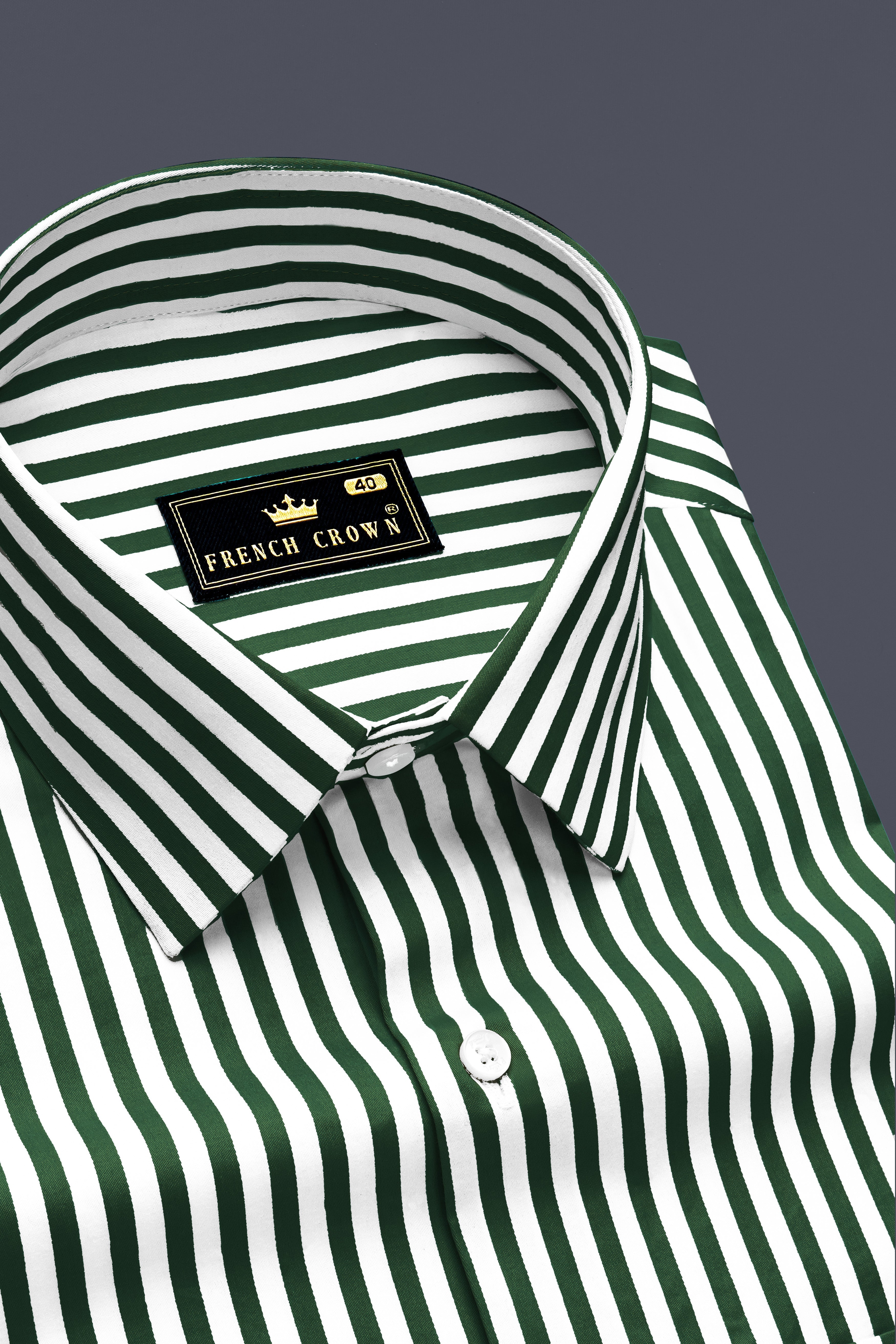 Veralux-Everglade Green And Bright White Striped Subtle Sheen Super Soft Premium Cotton Dress Shirt