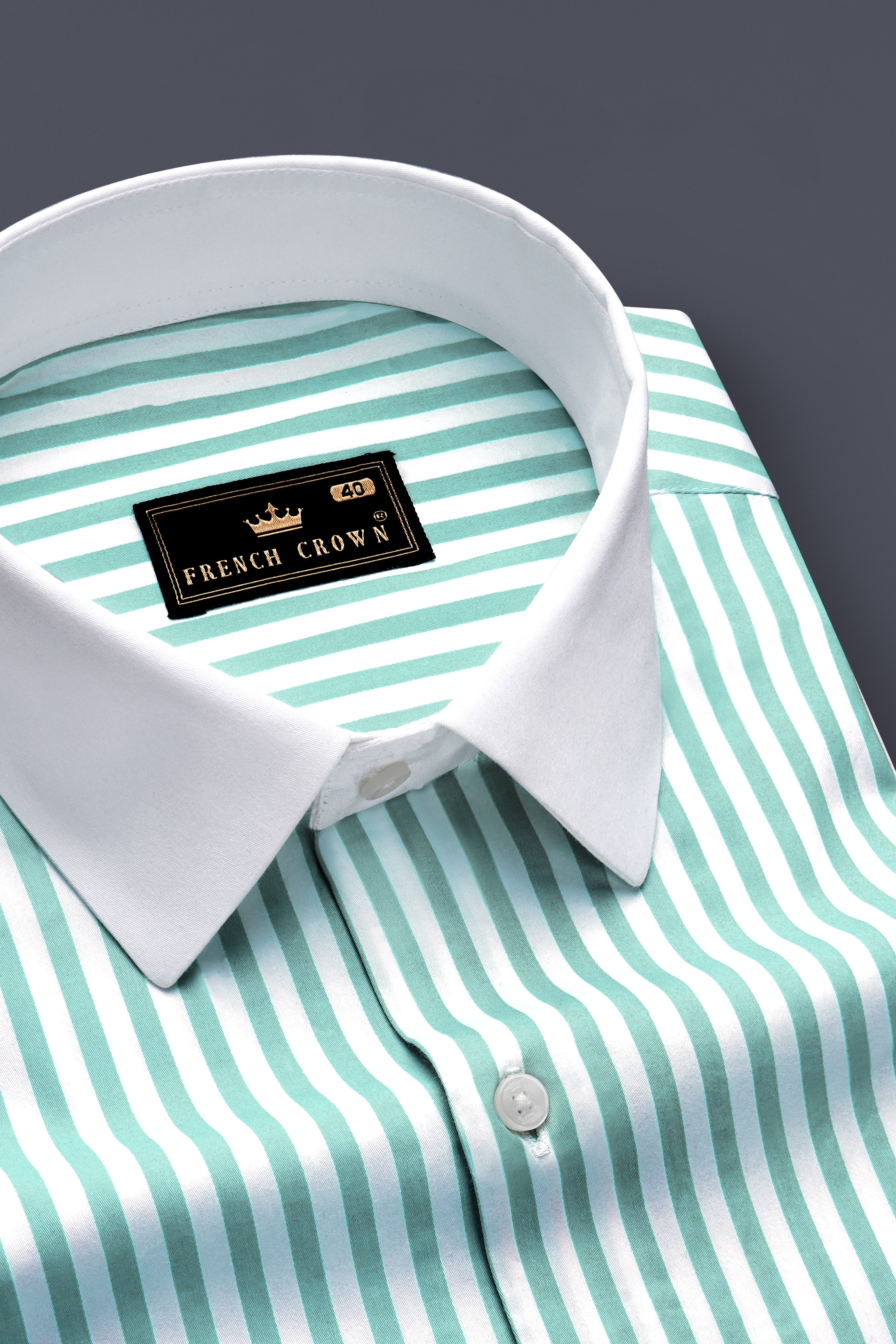 Glacira-Blizzard Blue And Bright White Striped Super Soft Premium Cotton Formal White Cuff Collar Shirt