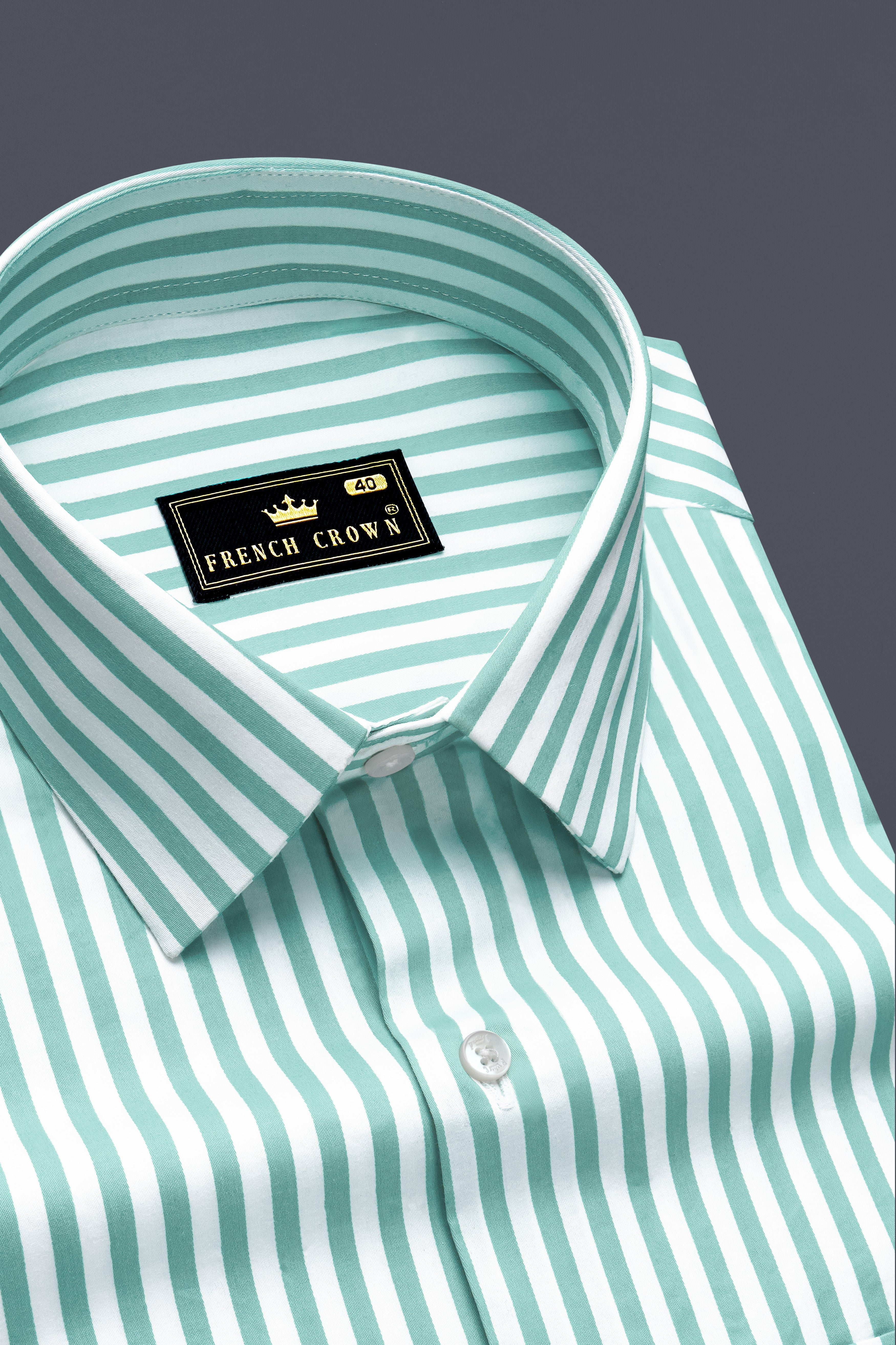 Glacira-Blizzard Blue And Bright White Striped Subtle Sheen Super Soft Premium Cotton Dress Shirt