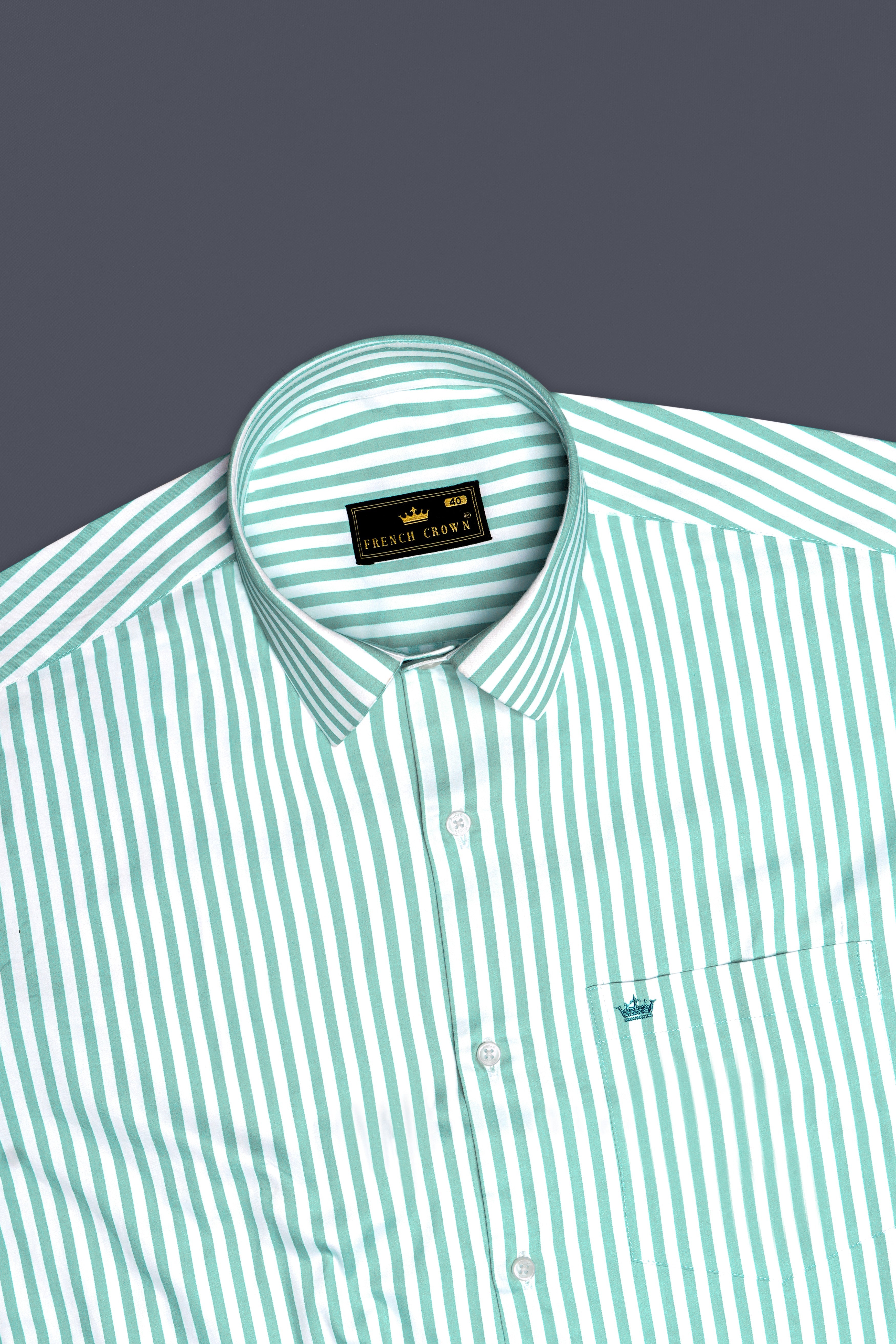 Glacira-Blizzard Blue And Bright White Striped Subtle Sheen Super Soft Premium Cotton Dress Shirt