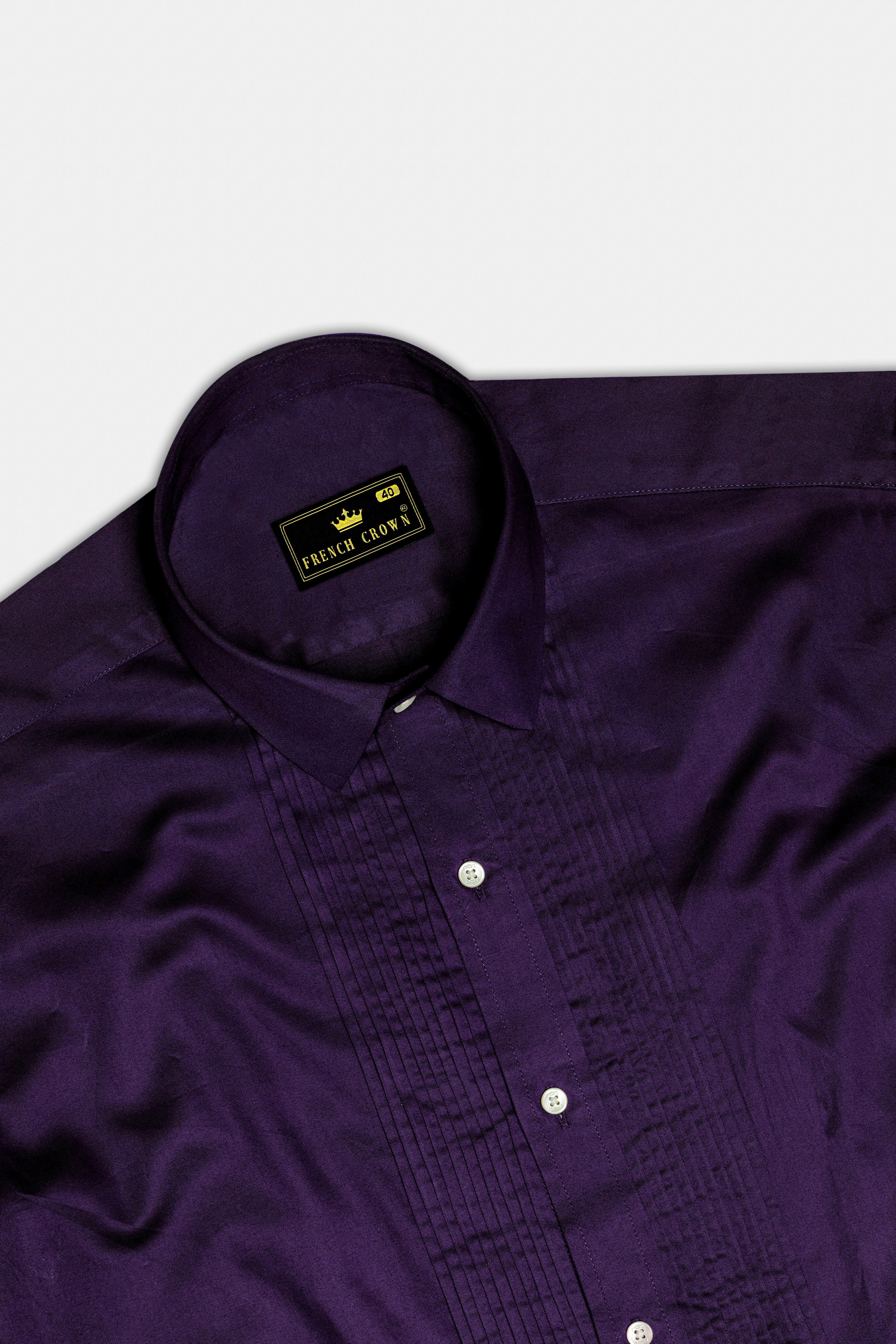 Violet-Grape Purple Subtle Sheen Super Soft Premium Cotton Dress Tuxedo Shirt