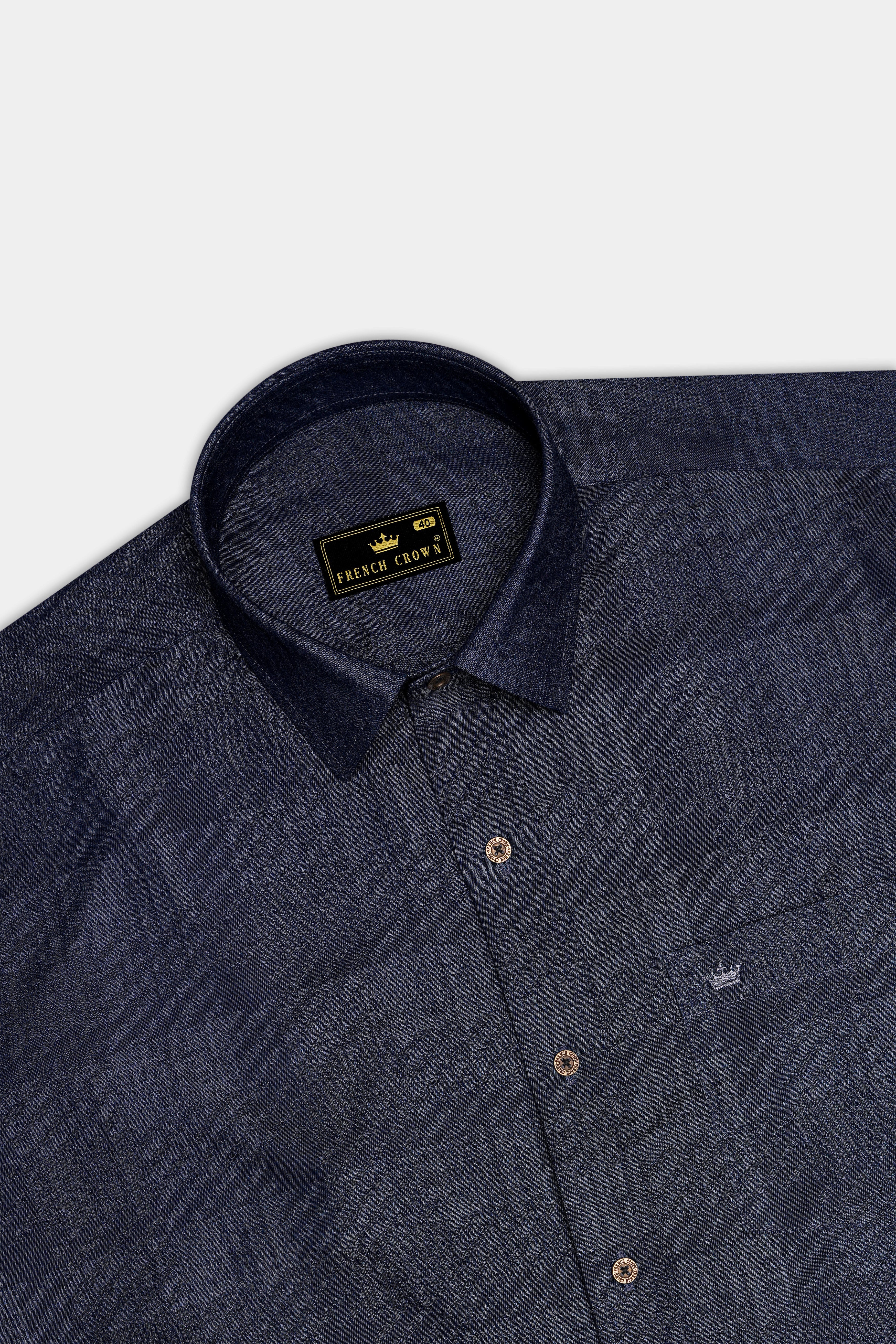 Diagris-Ebony Clay Denim Blue Diagonal Striped Super Soft Premium Cotton Casual Shirt