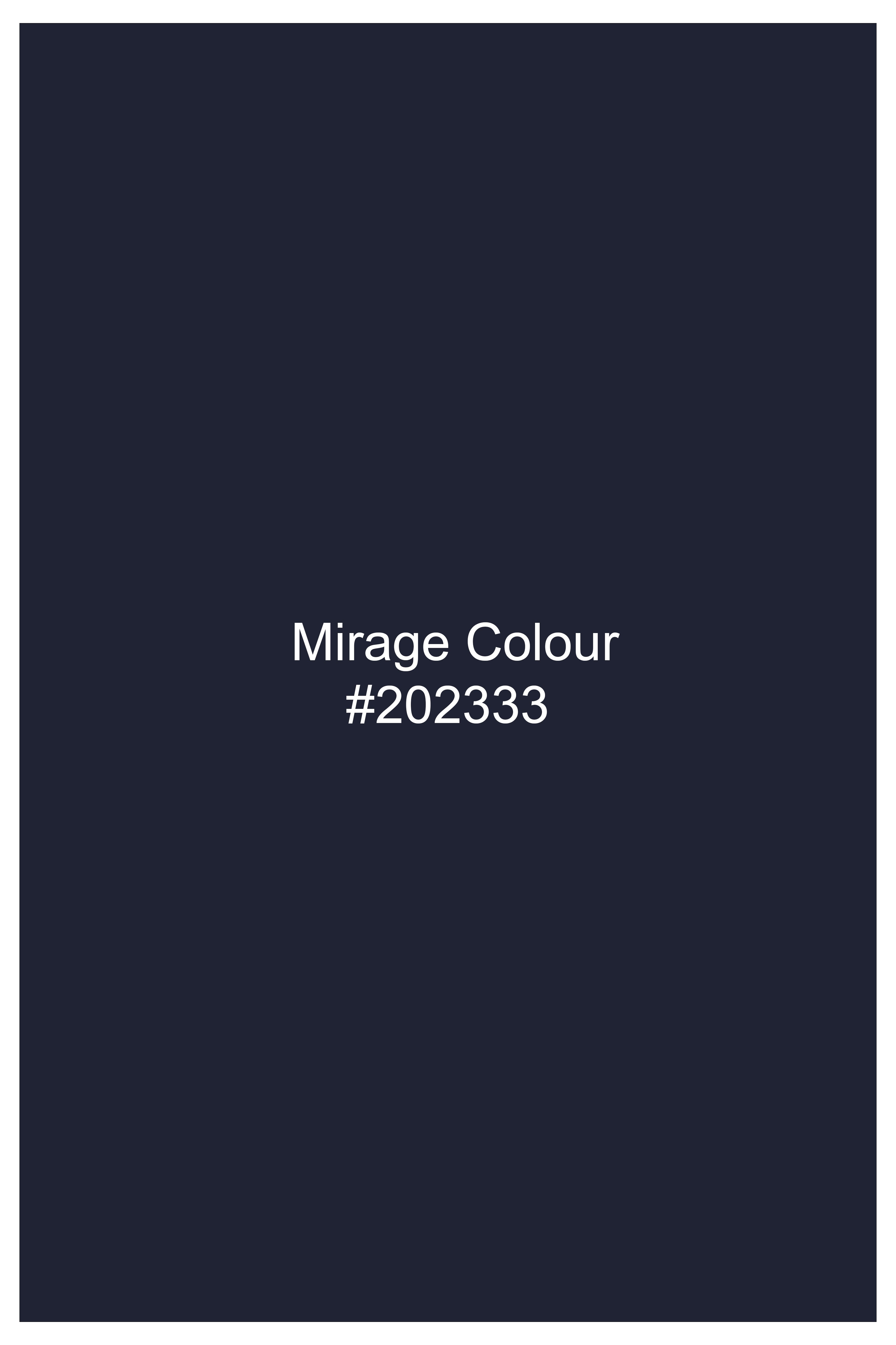 Squivra-Mirage Denim Blue square and circular motifs Textured Super Soft Premium Cotton Casual Shirt