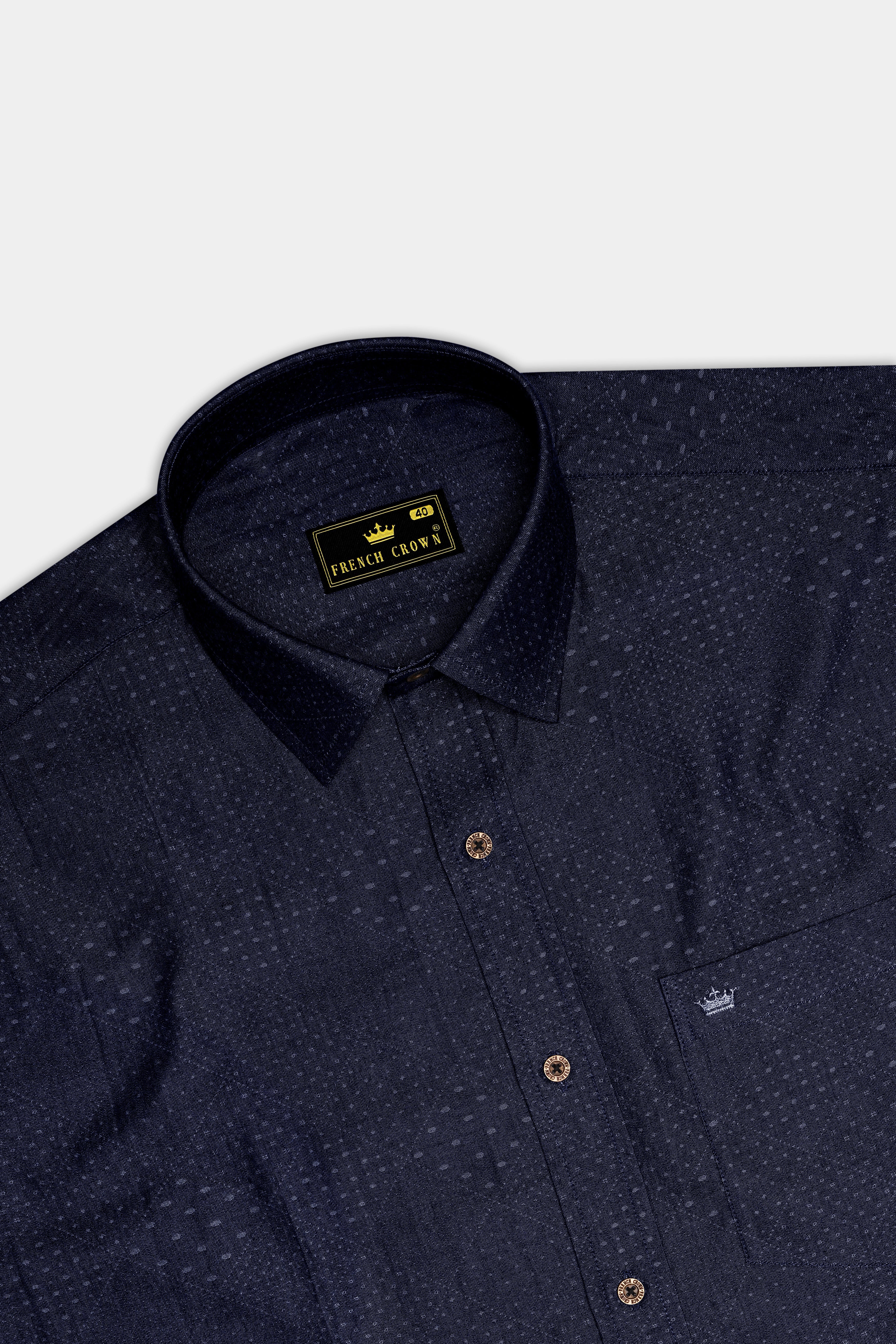 Noivell-Noir Denim Blue Dotted Printed Super Soft Premium Cotton Casual Shirt