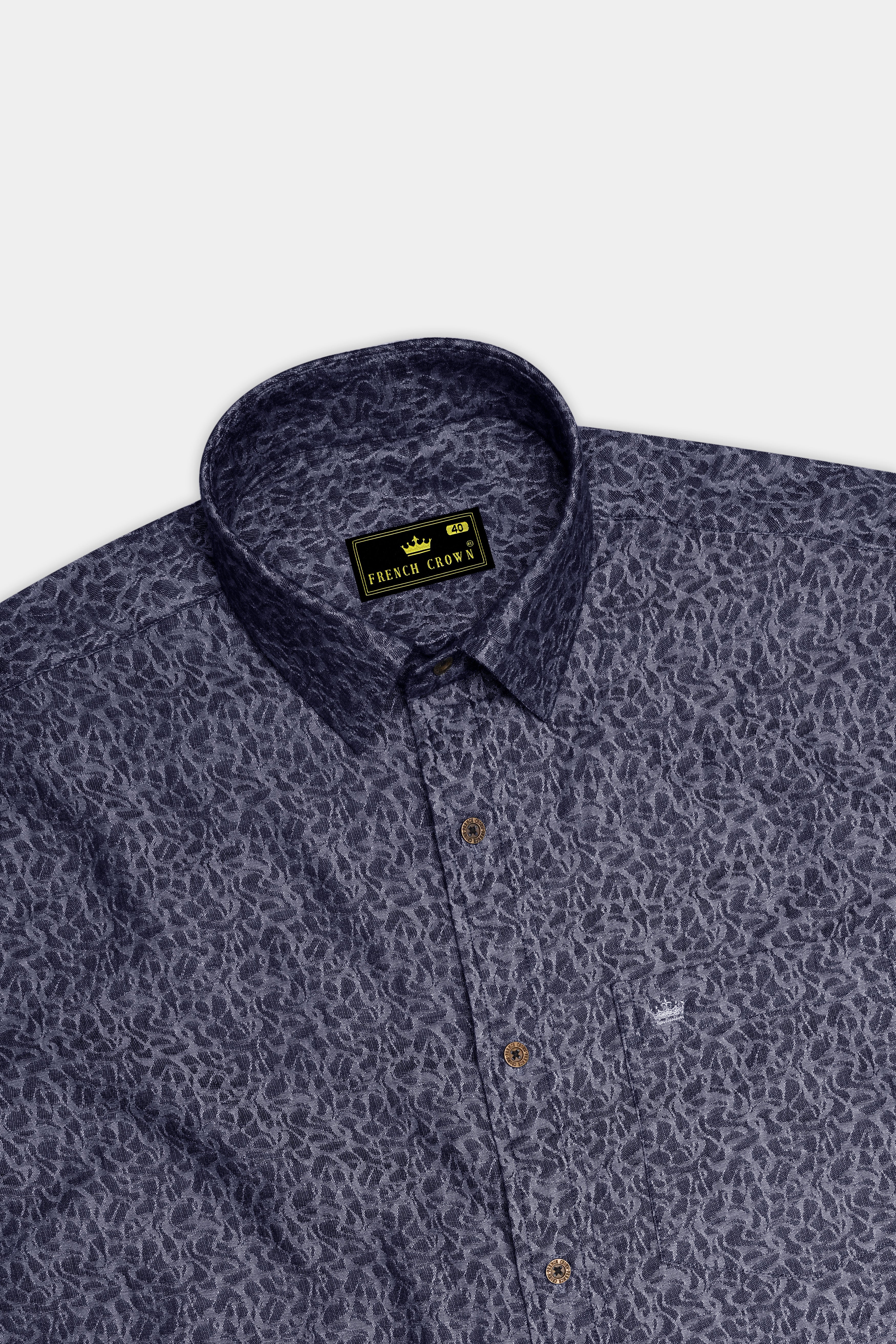 Camosyne-Phantom Denim Blue Abstract Camouflage Printed Super Soft Premium Cotton Casual Shirt