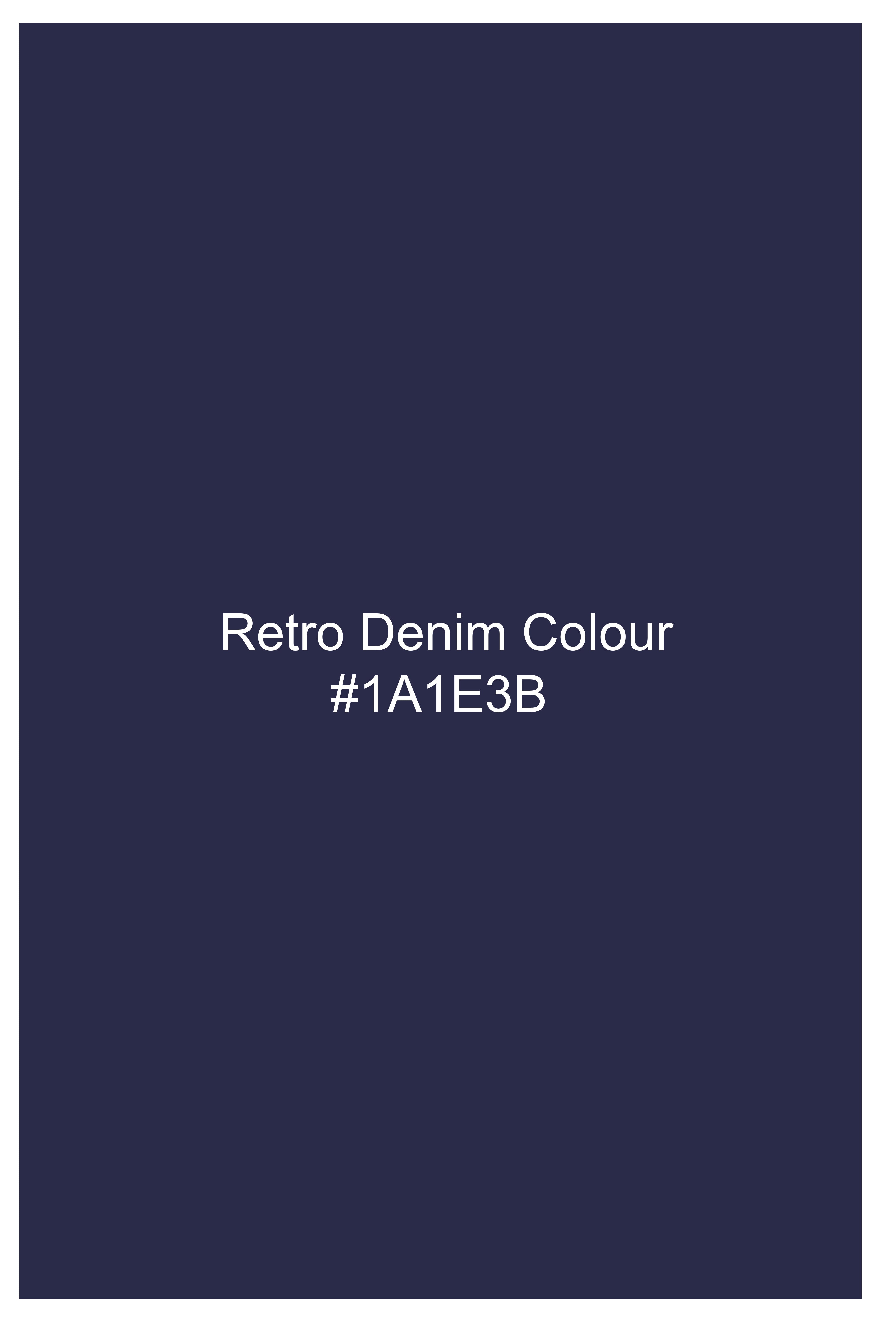 Retrovia-Retro Denim Blue Floral Printed Super Soft Premium Cotton Casual Shirt