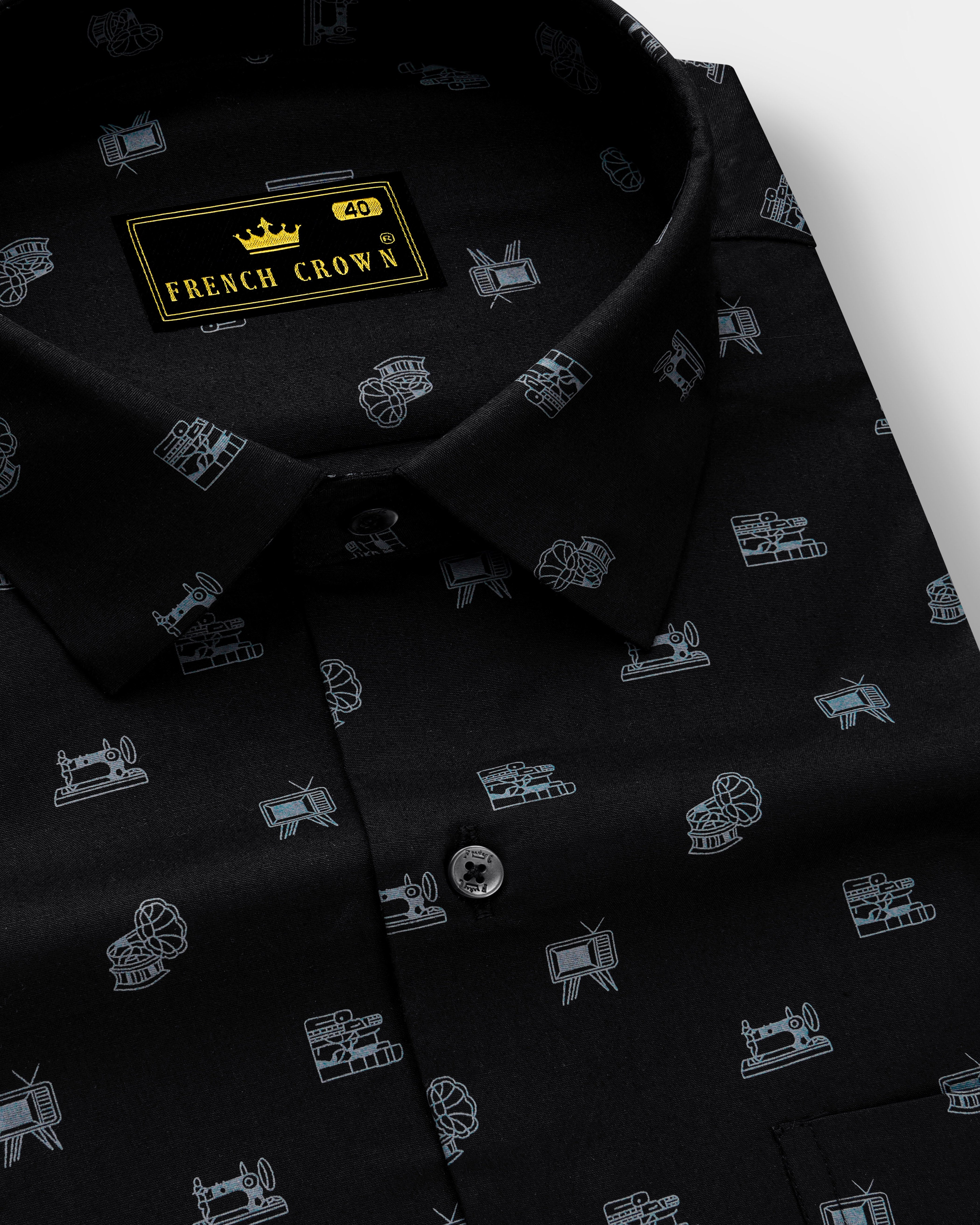 Vintcrest-Bunker Black Vintage Icons Printed Super Soft Premium Cotton Semi Formal Shirt