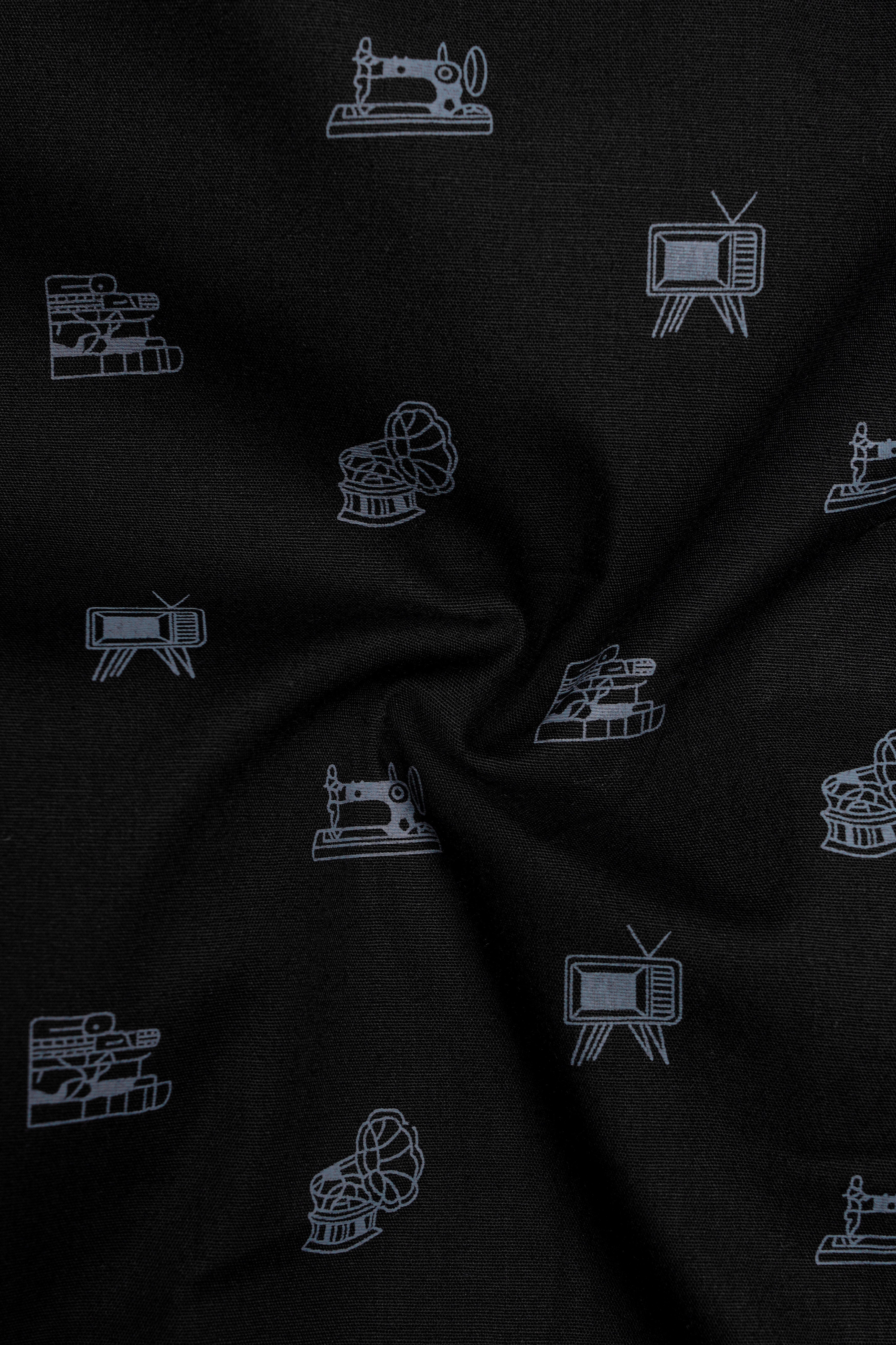 Vintcrest-Bunker Black Vintage Icons Printed Super Soft Premium Cotton Semi Formal Shirt
