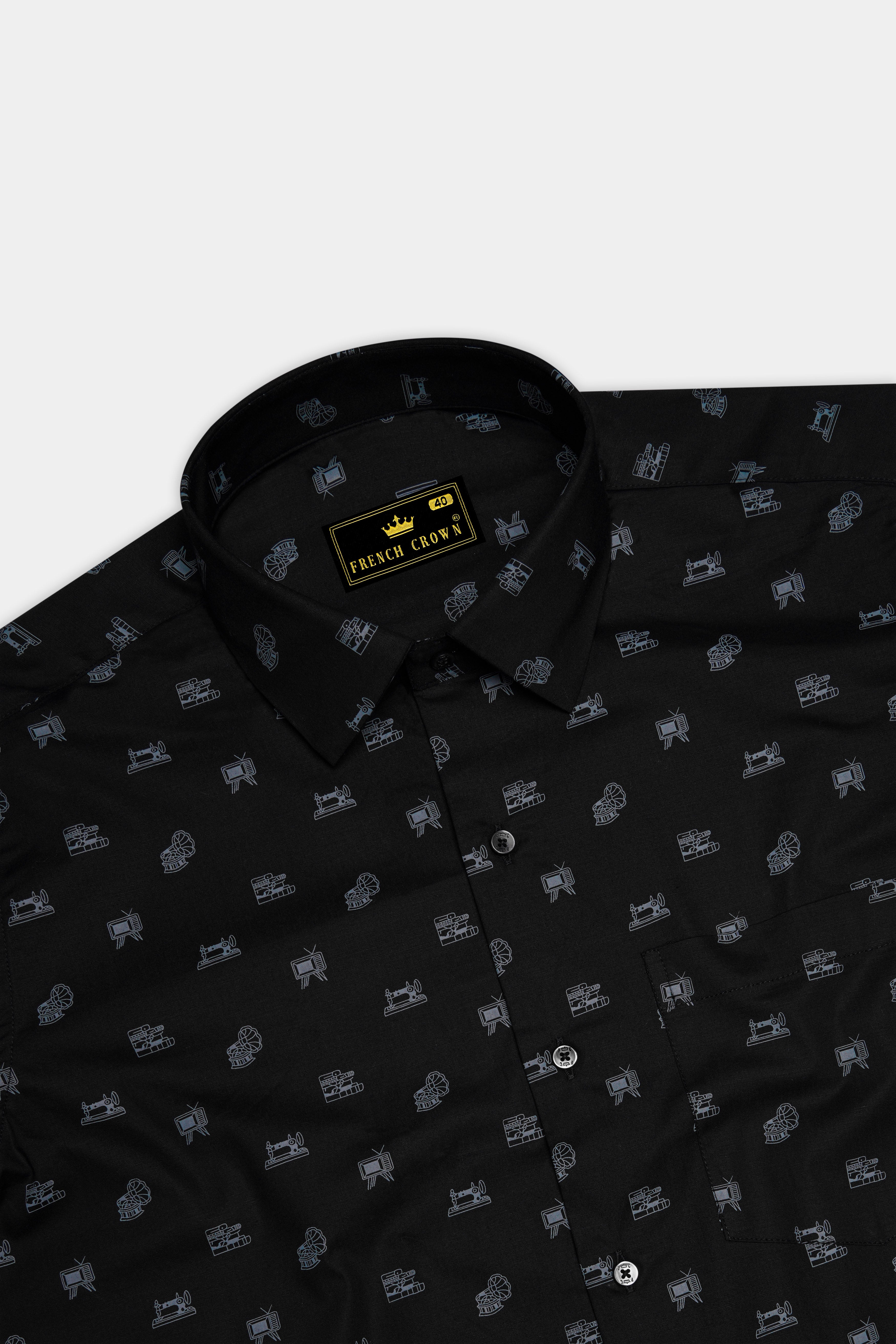 Vintcrest-Bunker Black Vintage Icons Printed Super Soft Premium Cotton Semi Formal Shirt