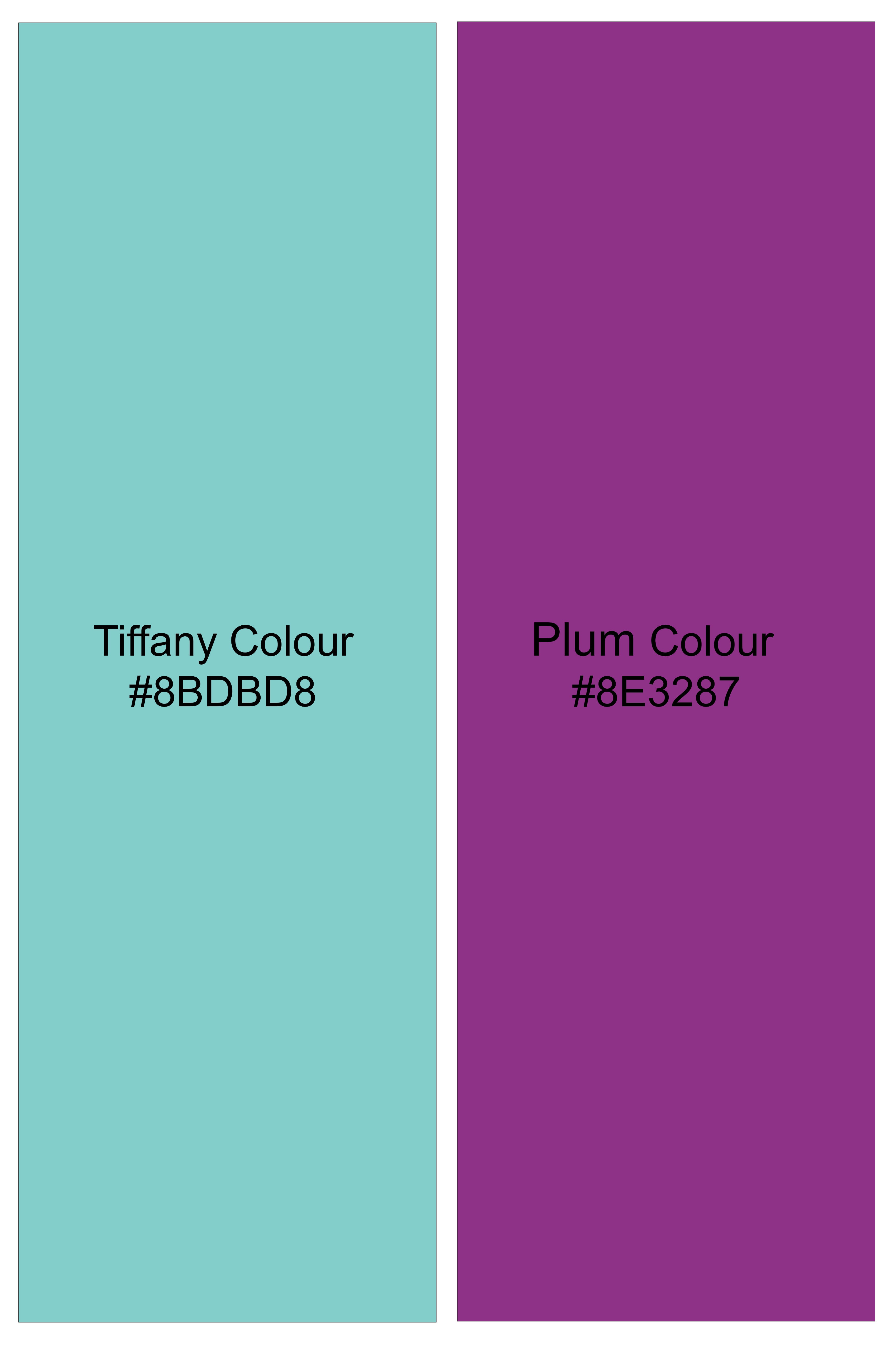 Tropivell-Tiffany Blue And Plum Pink Tropical Breeze Printed Luxurious Linen Casual Shirt
