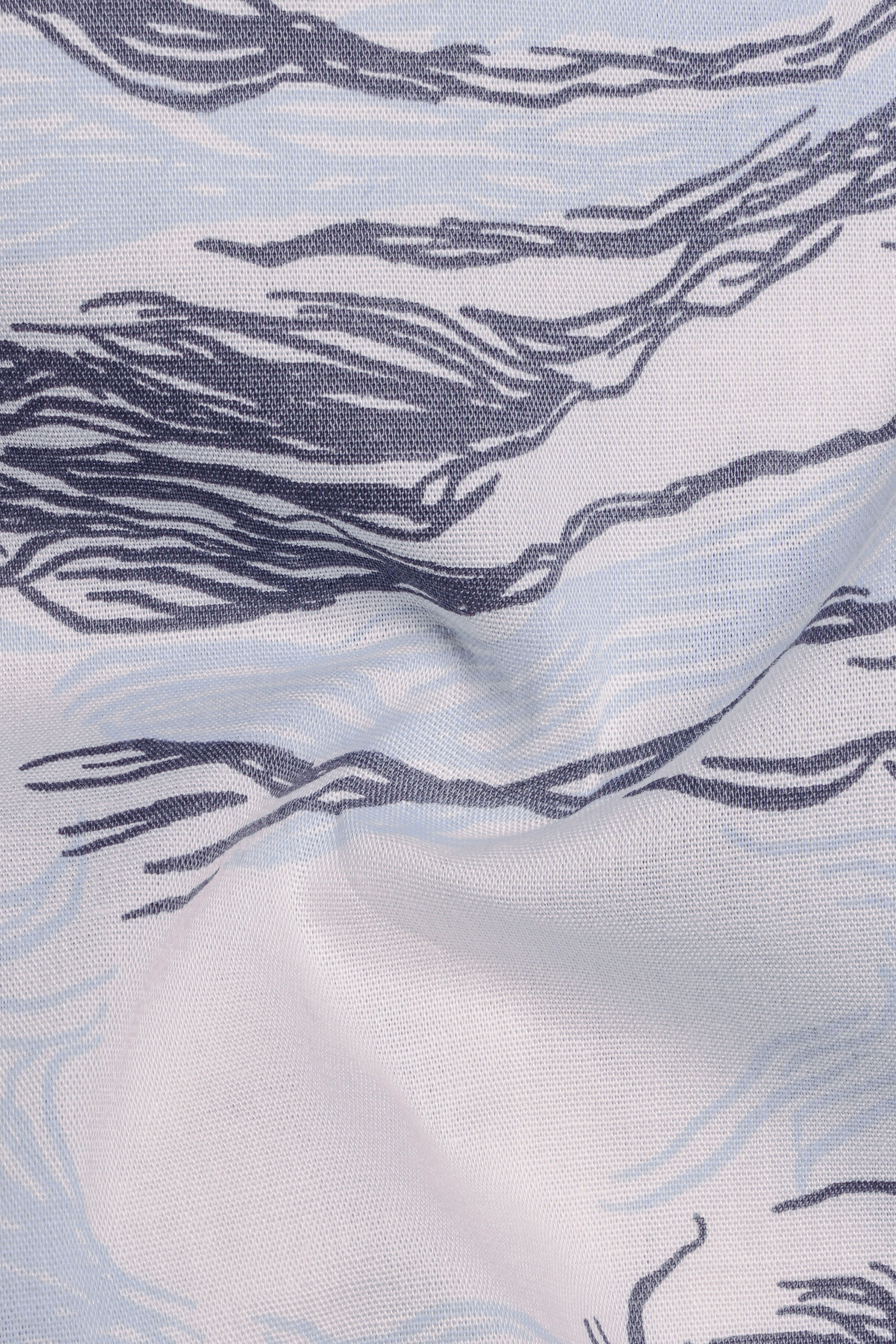Aquivra-Bright White And Blizzard Blue Storm Waves Printed Super Soft Premium Cotton Casual Shirt