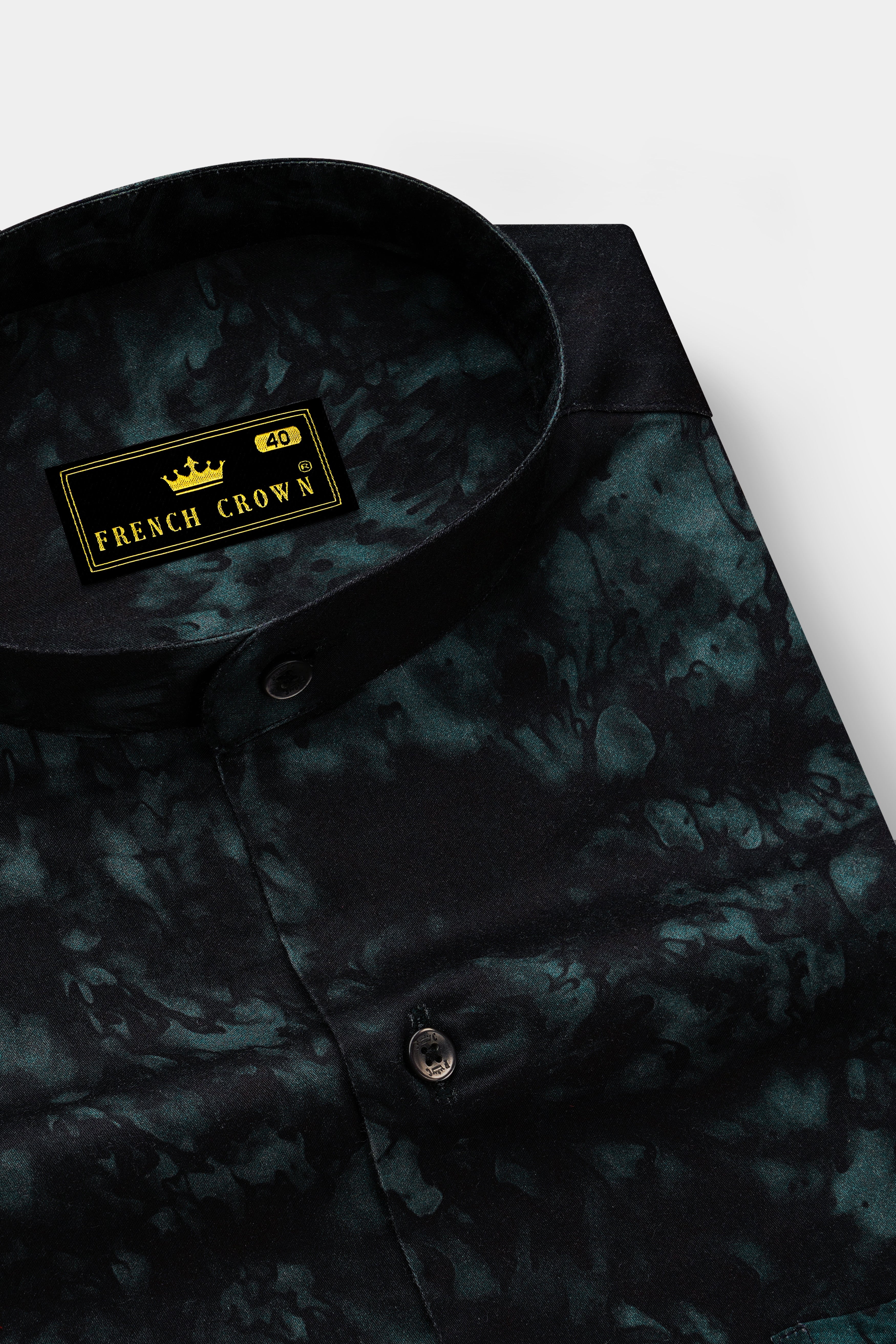 Emerivra-Bunker Black And Timber Green Emerald Smoke Printed Super Soft Premium Cotton Semi Formal Shirt
