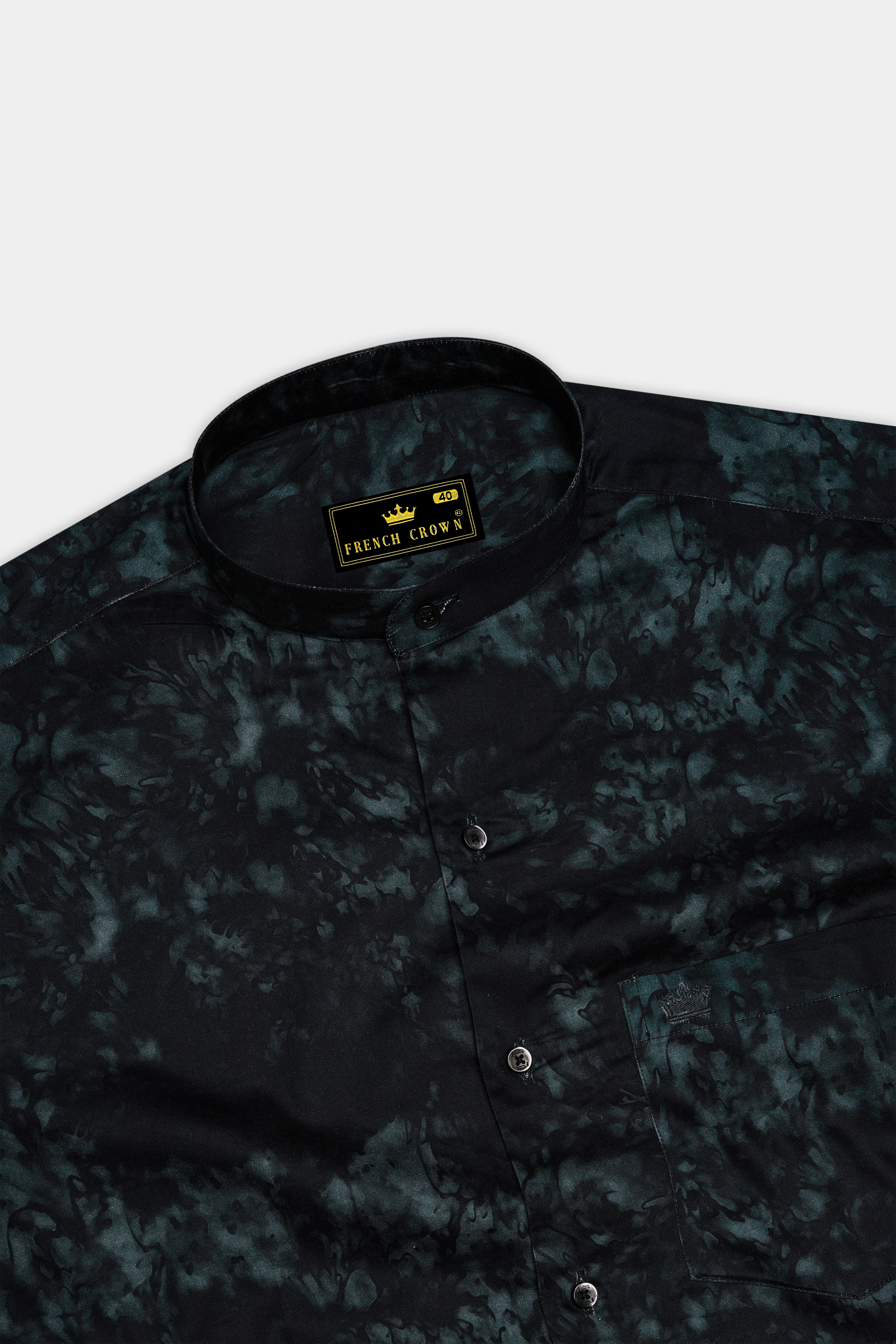 Emerivra-Bunker Black And Timber Green Emerald Smoke Printed Super Soft Premium Cotton Semi Formal Shirt