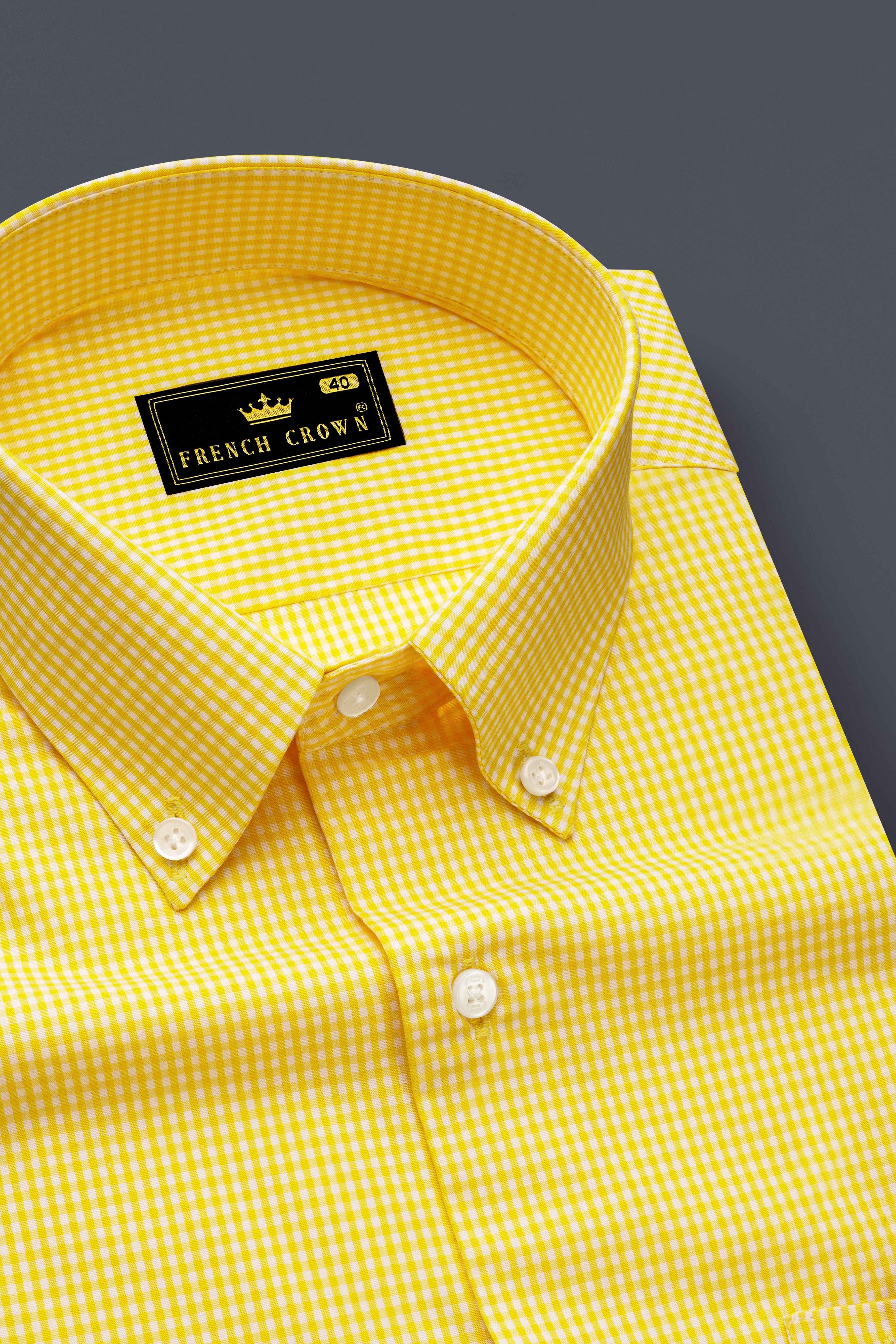 Aurevia-Wattle Yellow Gingham Plaid Super Soft Premium Cotton Semi Formal Shirt