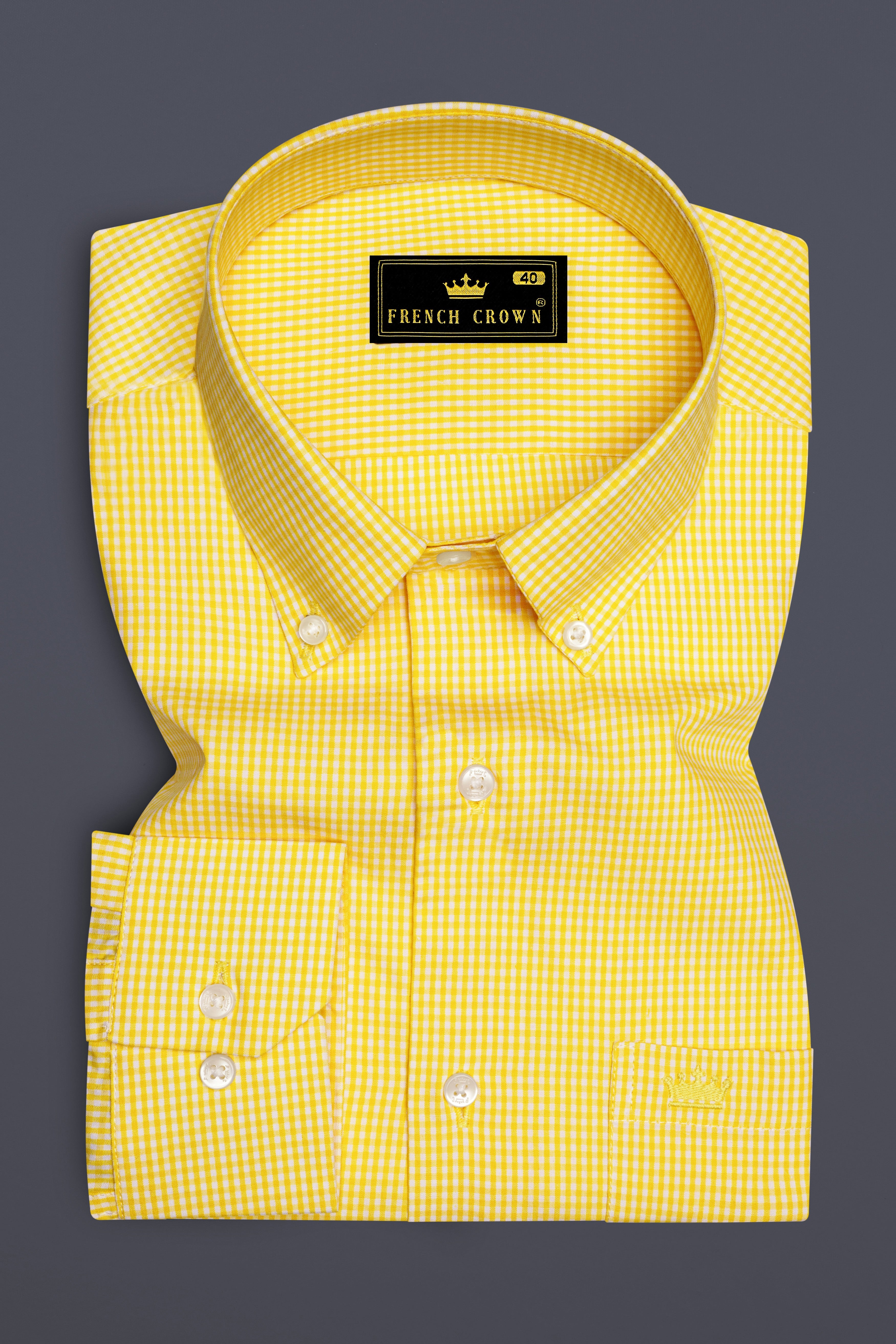 Aurevia-Wattle Yellow Gingham Plaid Super Soft Premium Cotton Semi Formal Shirt