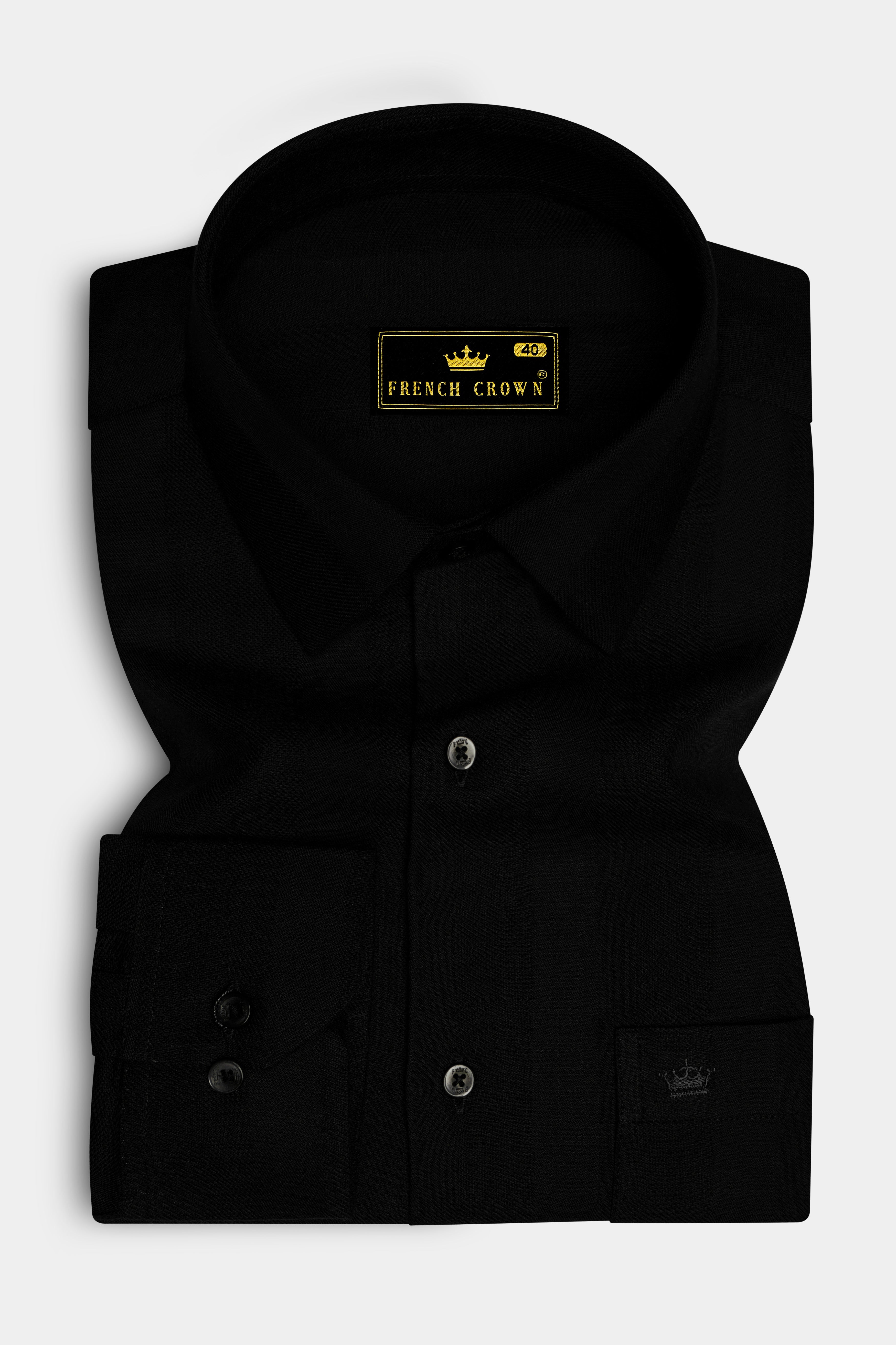 Velnero-Jade Black Twill Premium Cotton Dress Shirt