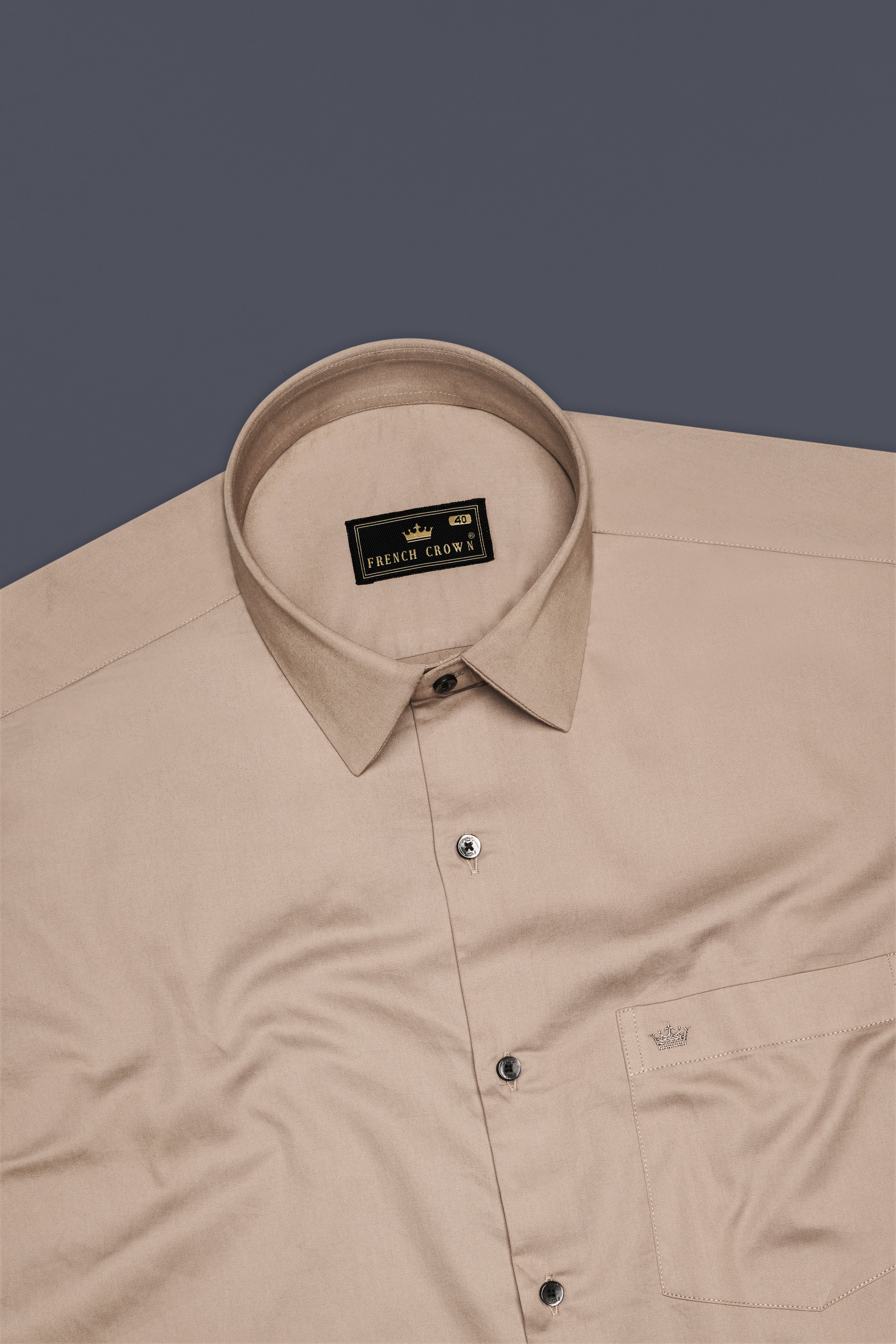 Arenzo-Quicksand Brown Subtle Sheen Super Soft Premium Cotton Dress Shirt