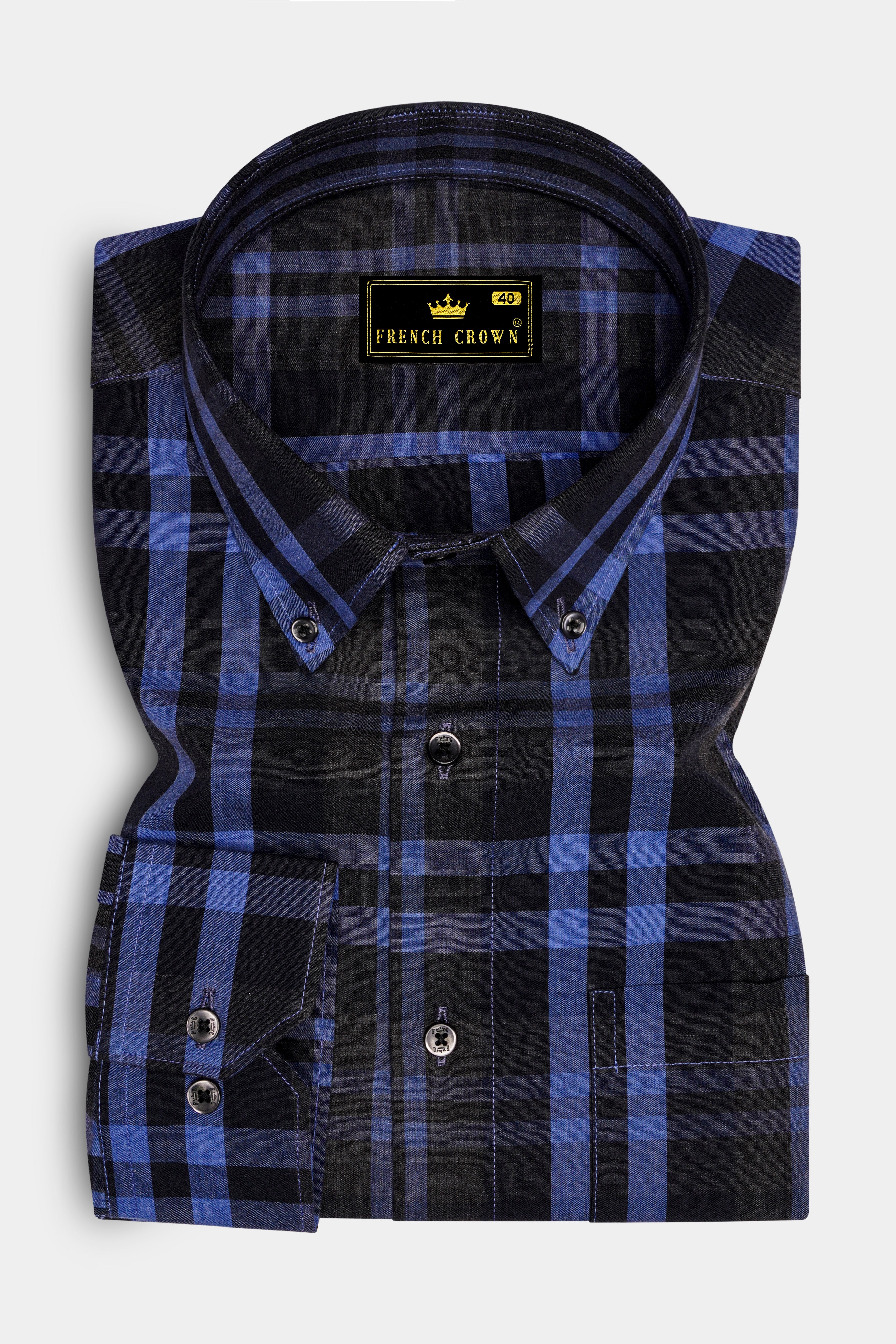 Blunero-Scampi Blue And Jade Black Super Soft Premium Cotton Semi Formal Shirt