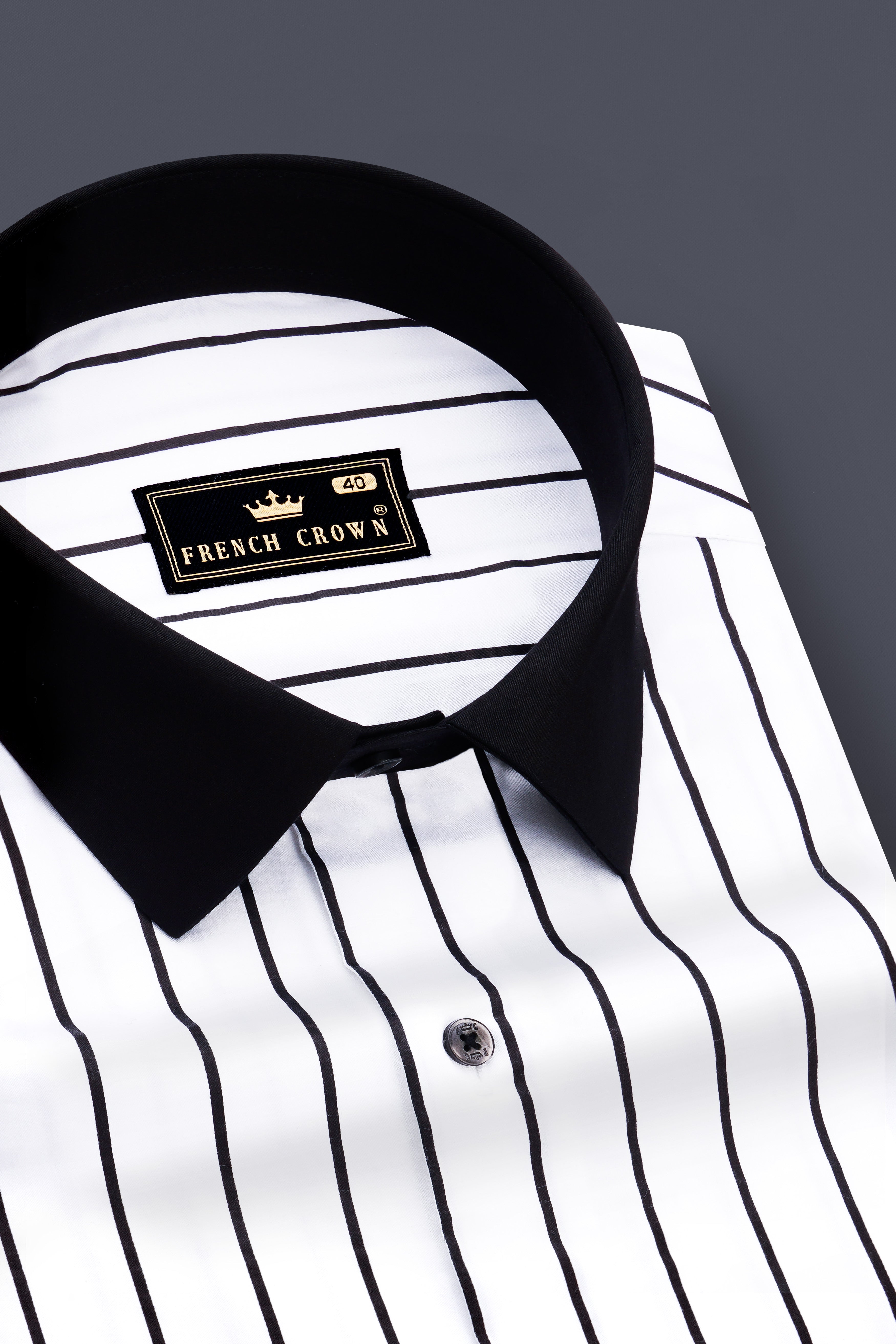 Nerbian-Bright White And Jade Black Pin Striped Subtle Sheen Super Soft Premium Cotton Dress Shirt
