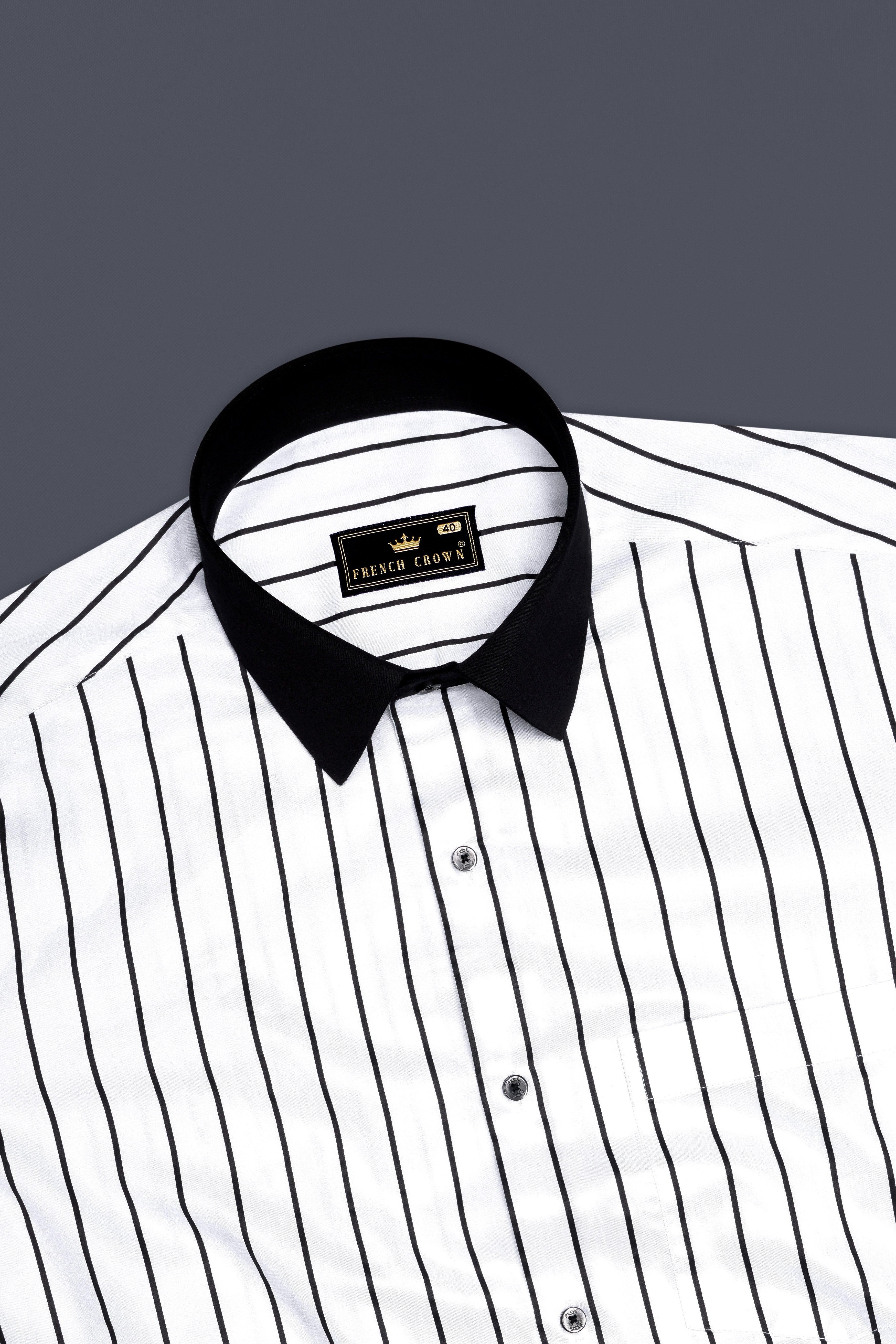Nerbian-Bright White And Jade Black Pin Striped Subtle Sheen Super Soft Premium Cotton Dress Shirt