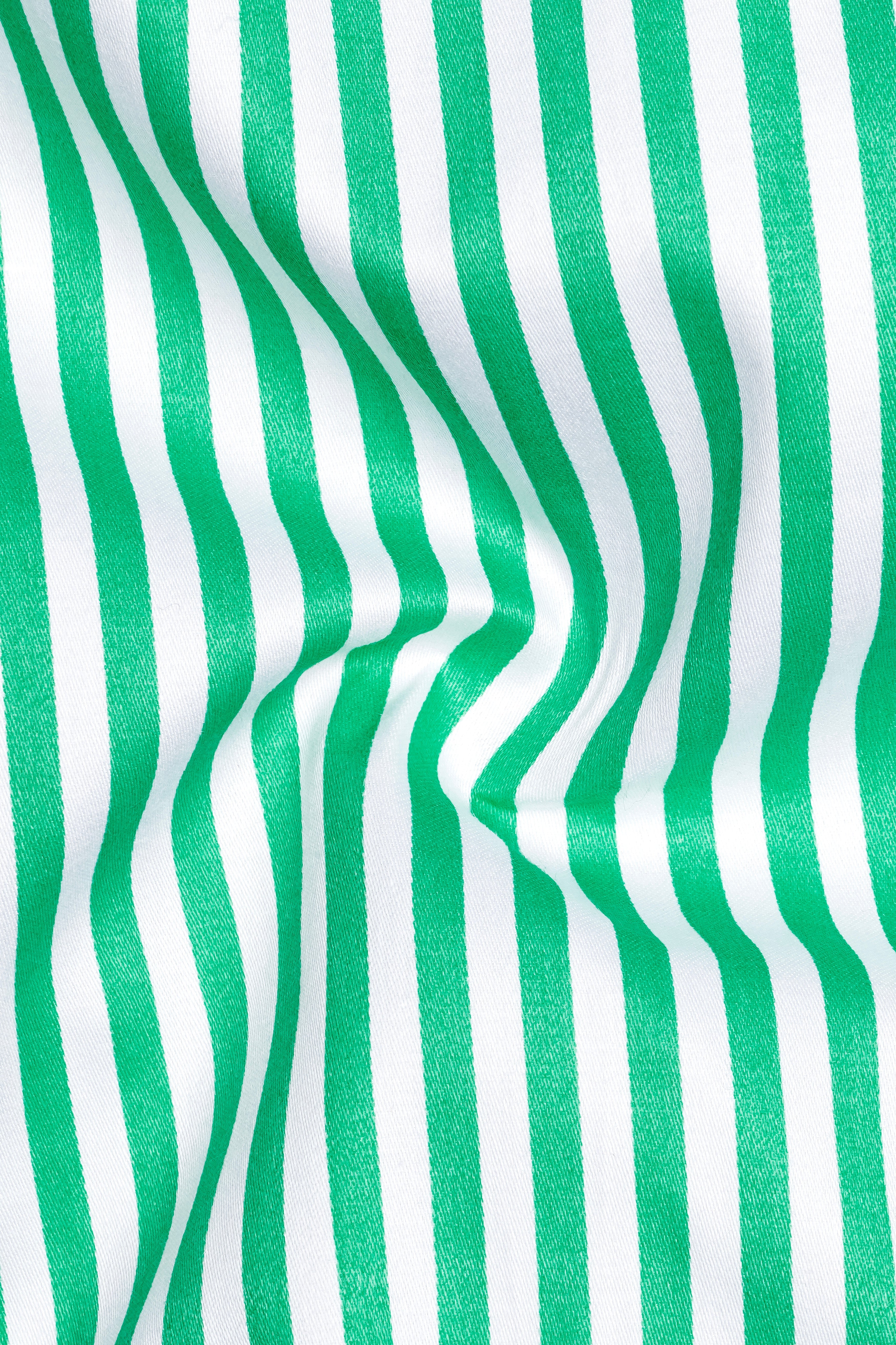 Virenza-Tealish Green And Bright White Candy Striped Subtle Sheen Super Soft Premium Cotton Cuff Collar Dress Shirt