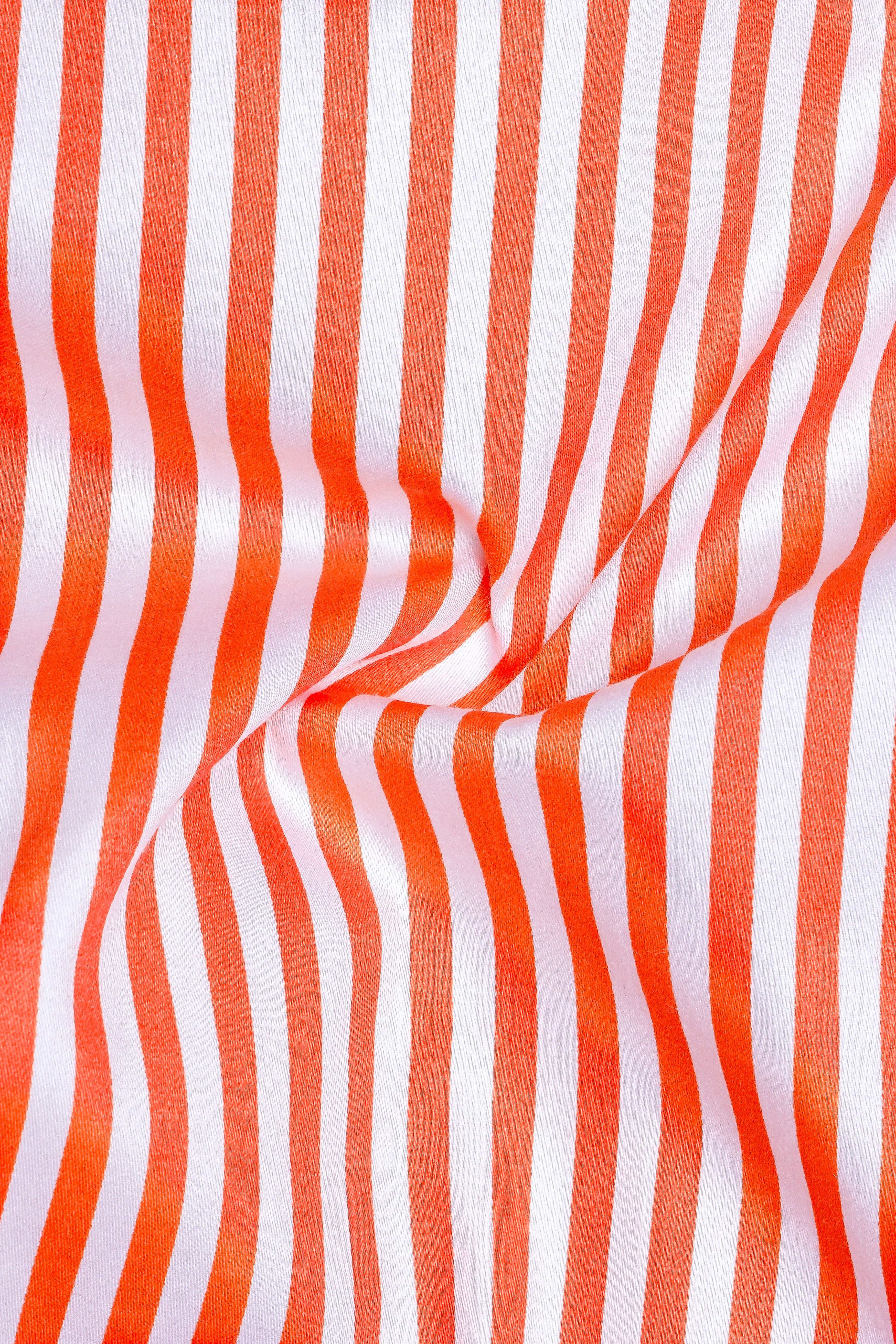 Arancio-Bittersweet Orange And Bright White Candy Striped Subtle Sheen Super Soft Premium Cotton Cuff Collar Dress Shirt