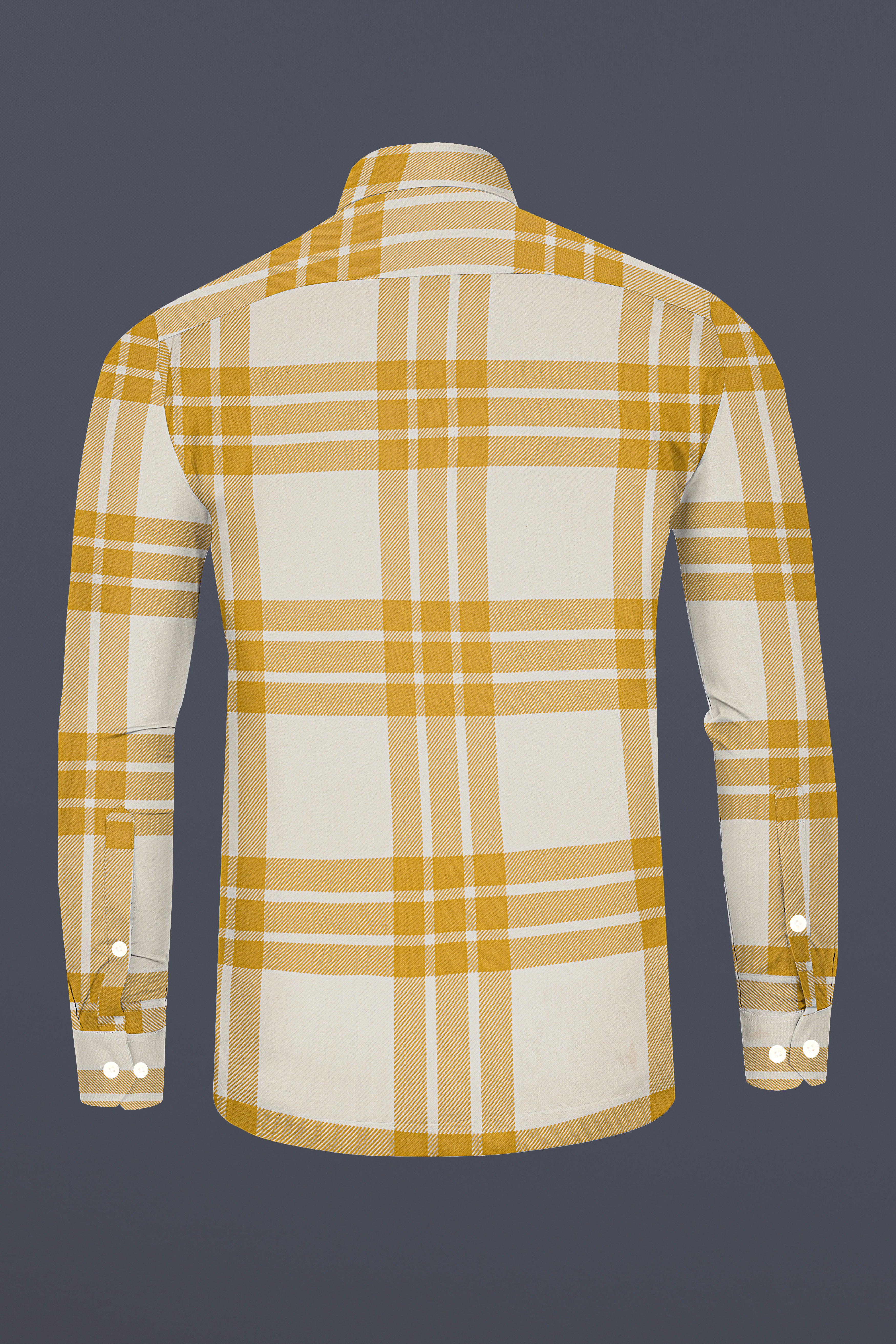 Solaro-Marigold Yellow And Bright White Plaid Heavyweight Twill Designer Overshirt/Shacket