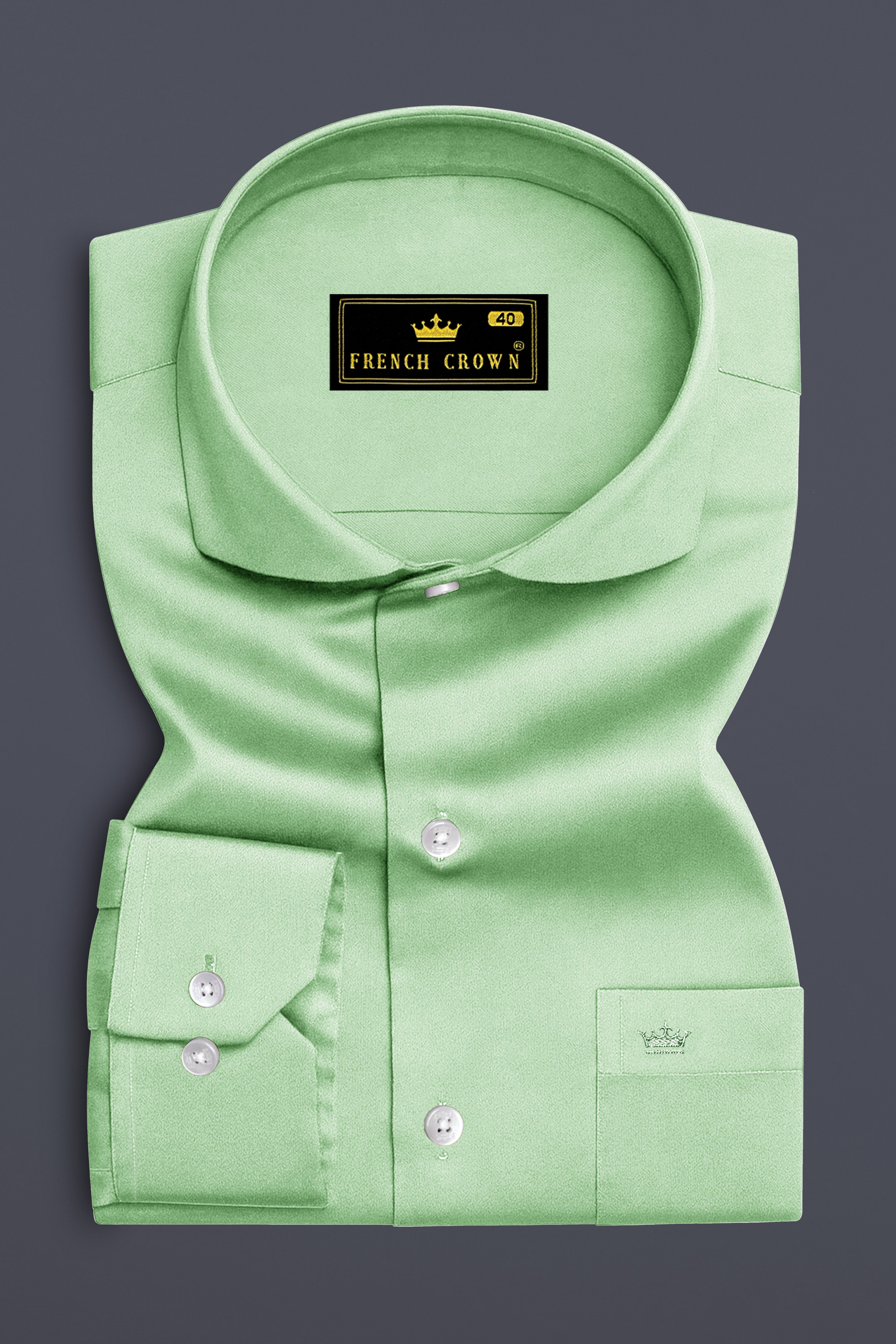 Verdoro-Oxley Green Subtle Sheen Super Soft Premium Cotton Cut Away Collar Dress Shirt