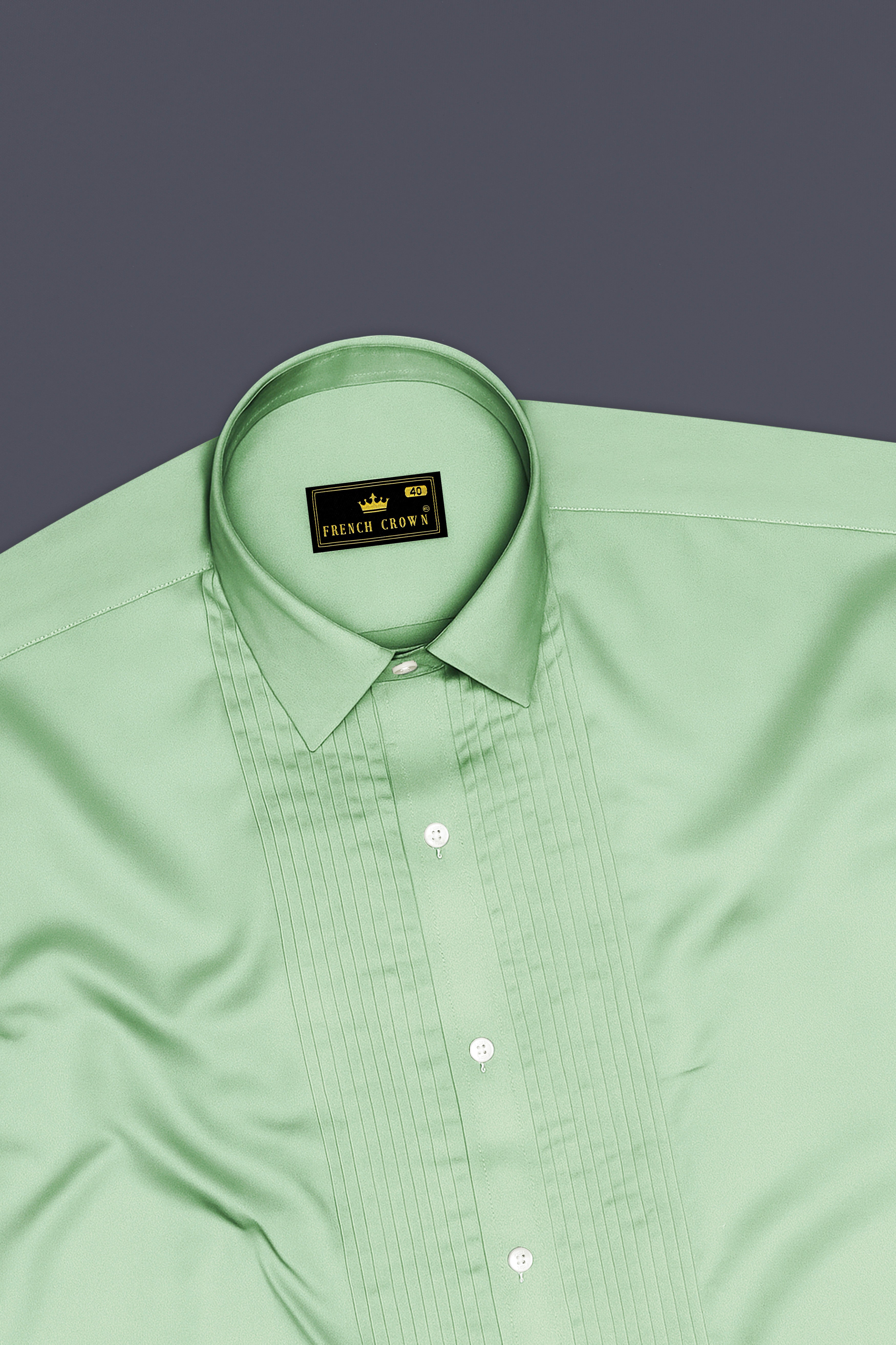 Verdoro-Oxley Green Subtle Sheen Super Soft Premium Cotton Tuxedo Shirt