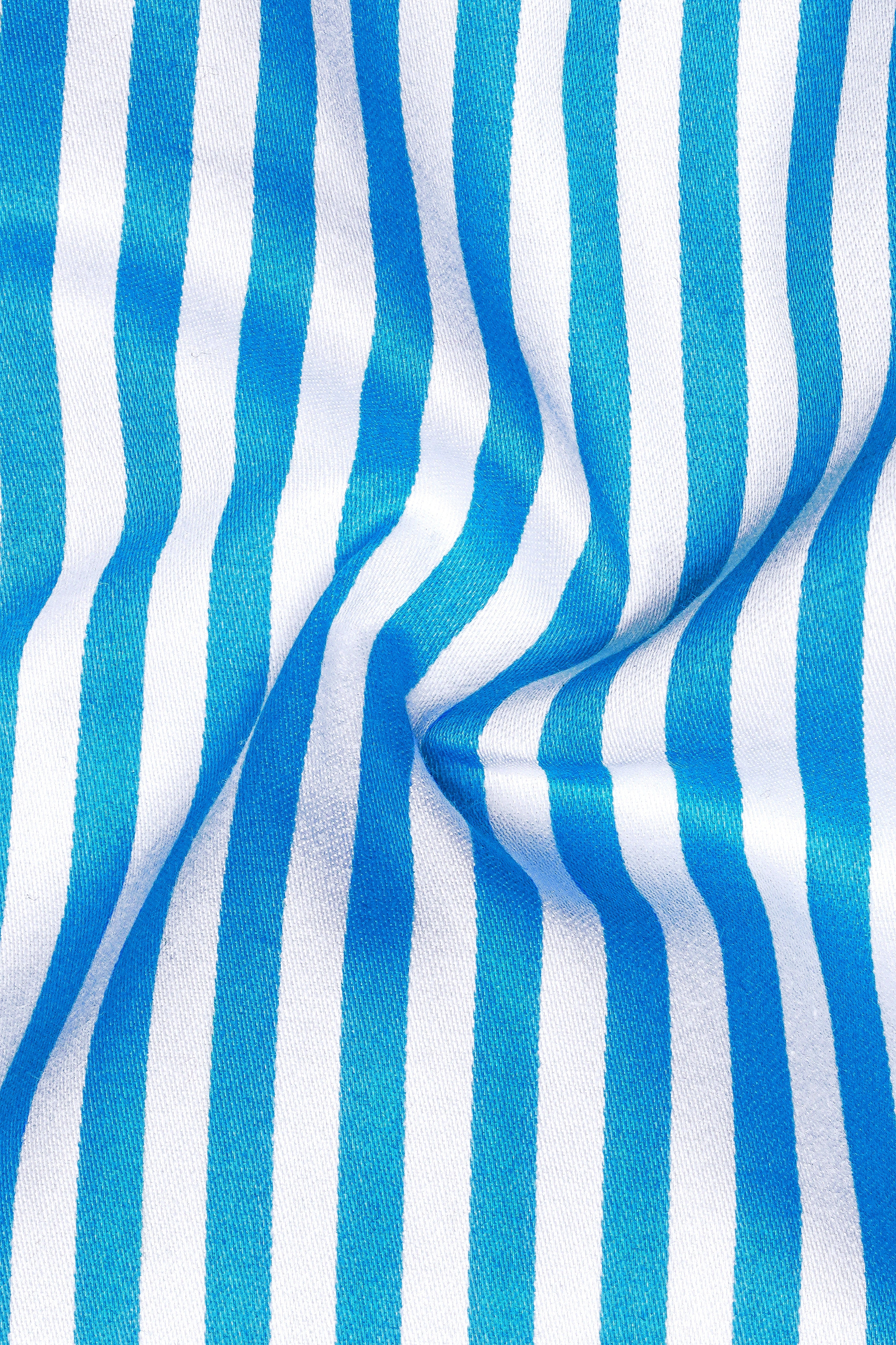 Aureline-Cerulean Blue And Bright White Candy Striped Super Soft Premium Cotton Dress Shirt