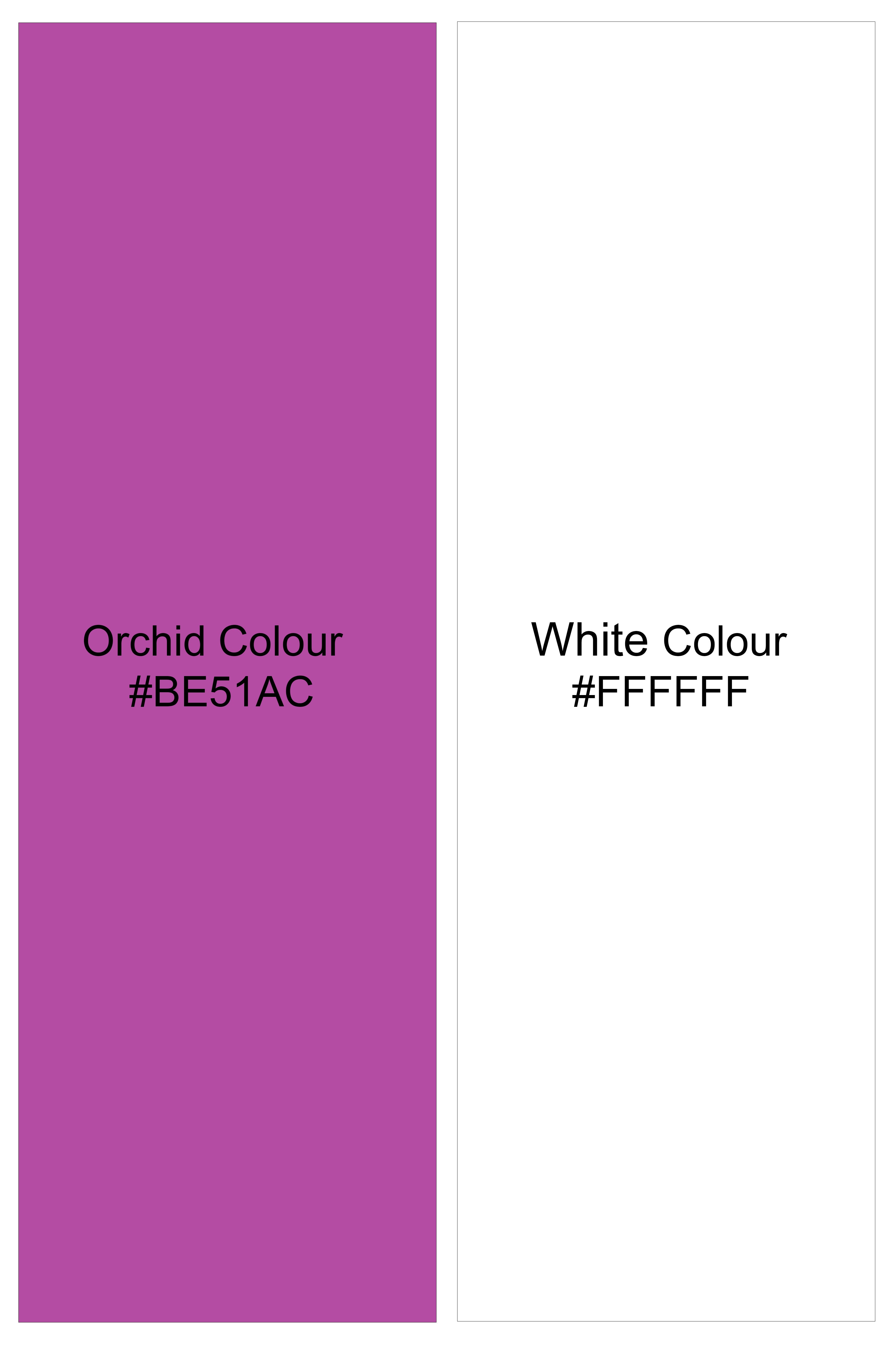 Aureline-Orchid Purple And Bright White Awning Striped Super Soft Premium Cotton Formal White Cuff Collar Shirt