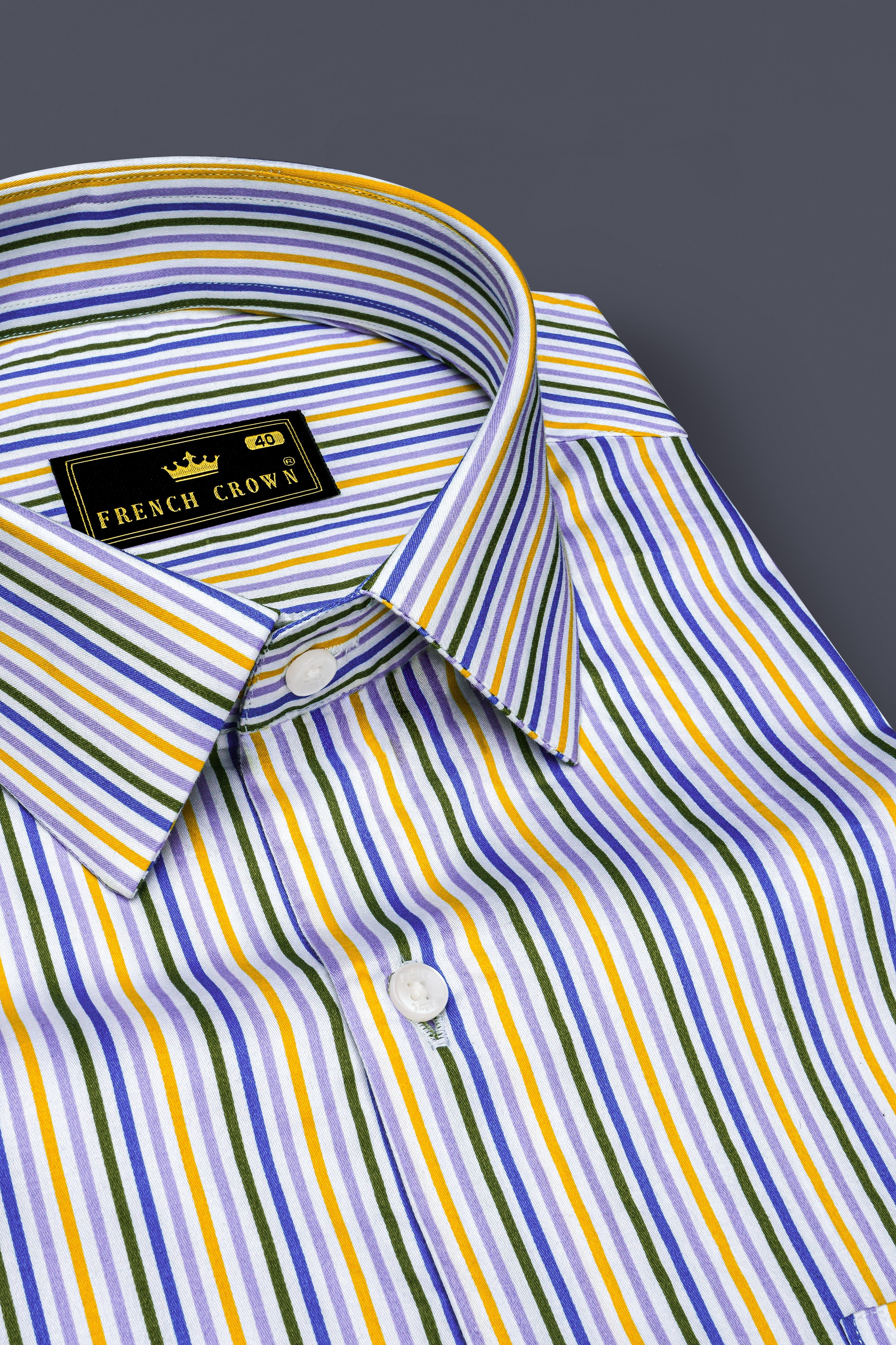 Purvoro-Casper Purple Aradonis Multicolour Striped Subtle Sheen Super Soft Premium Cotton Dress Shirt