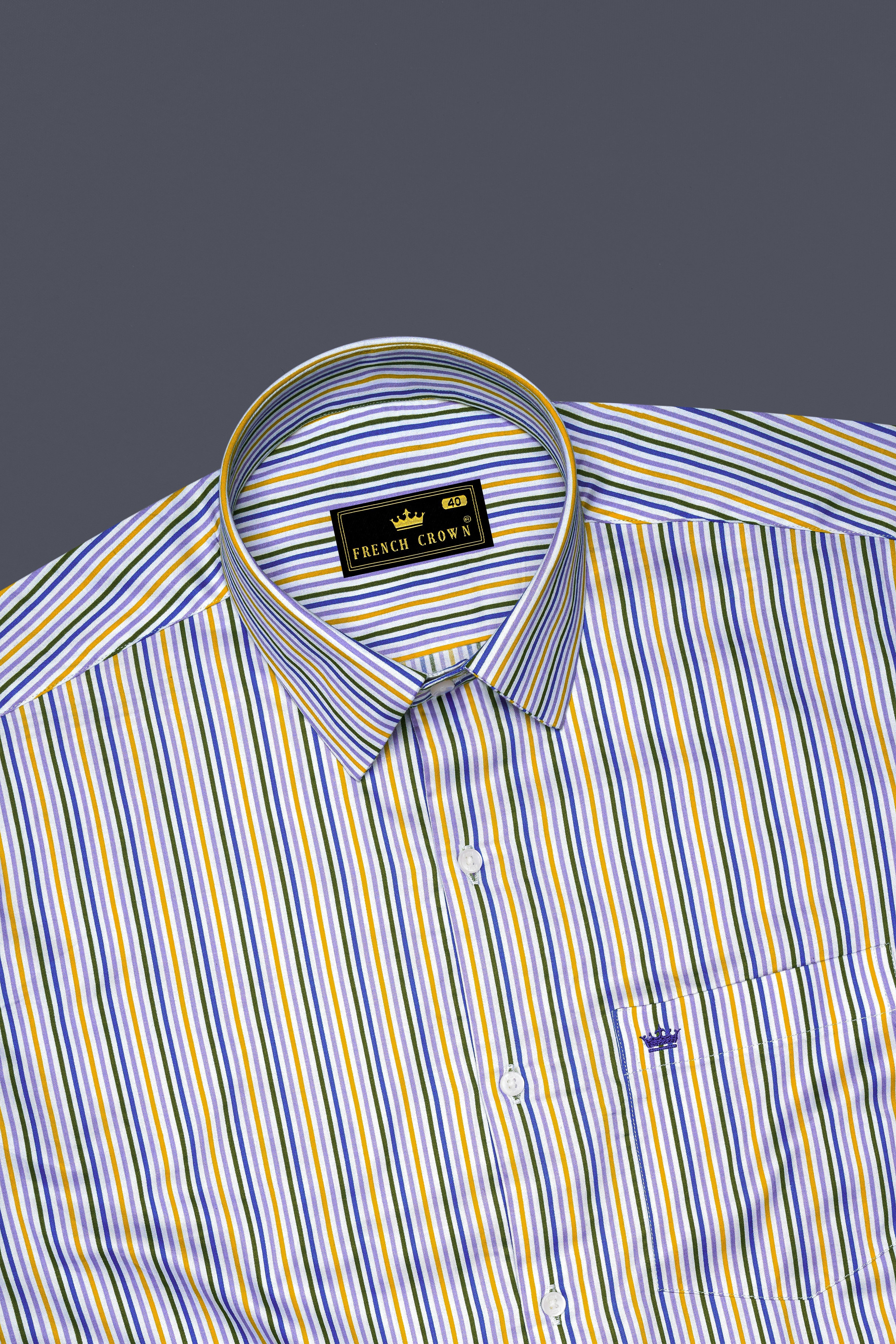 Purvoro-Casper Purple Aradonis Multicolour Striped Subtle Sheen Super Soft Premium Cotton Dress Shirt