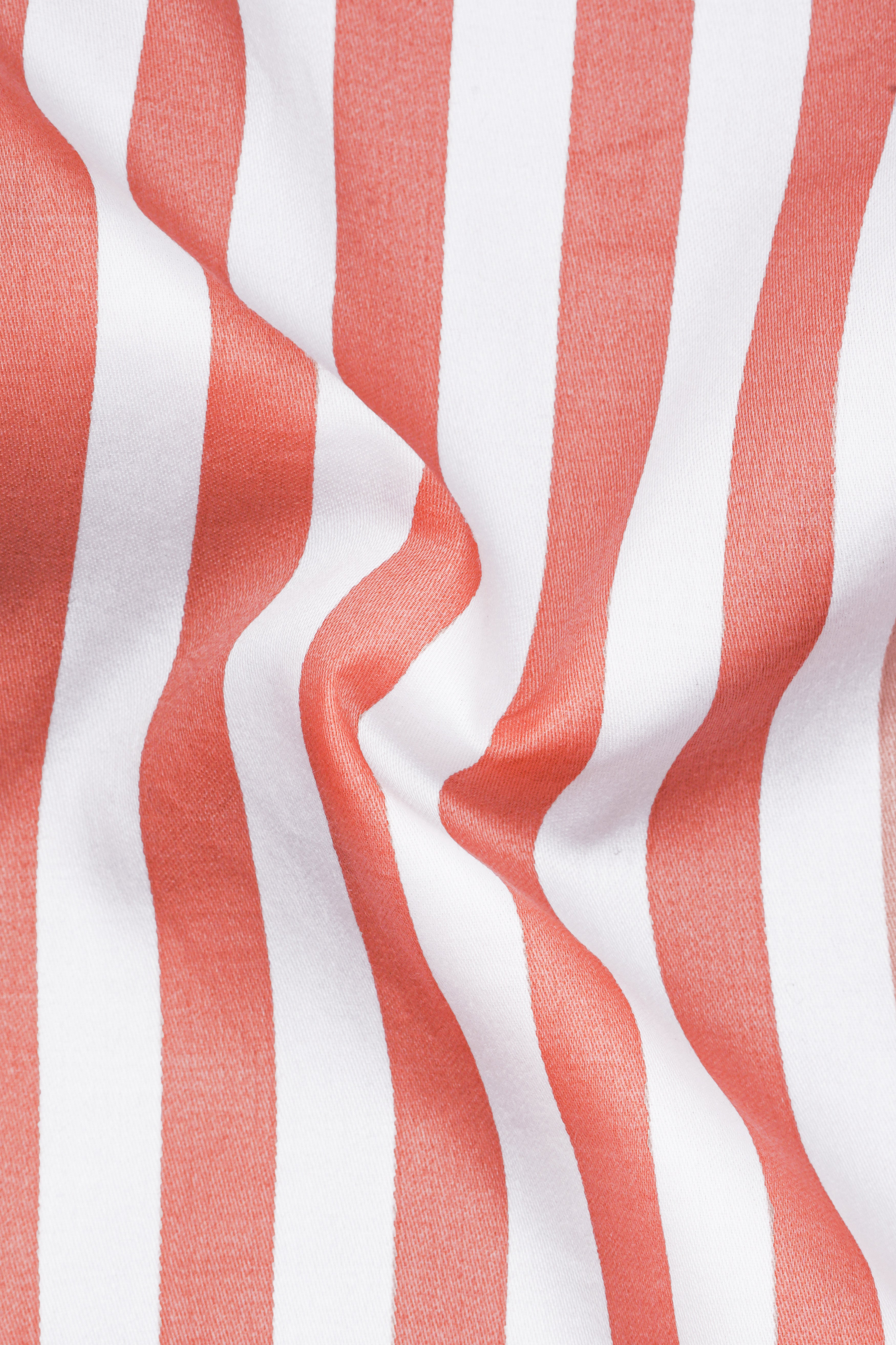 Strivaro-Apricot Peach And Bright White Awning Striped Super Soft Premium Cotton Dress Shirt
