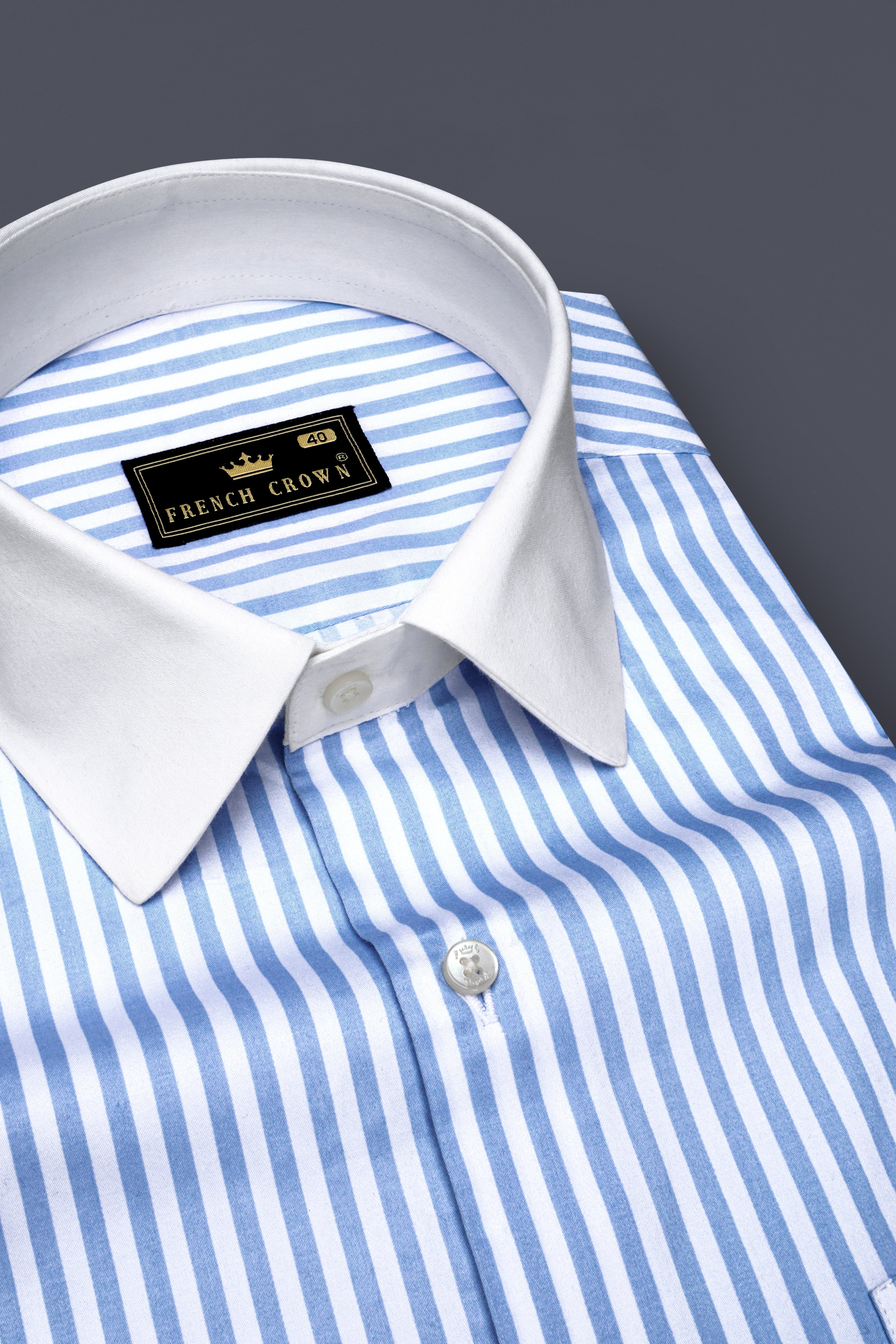 Ceruloro-Glacier Blue And Bright White Candy Striped Super Soft Premium Cotton Dress White Cuff Collar Shirt 14071-WCC-38, 14071-WCC-H-38, 14071-WCC-39, 14071-WCC-H-39, 14071-WCC-40, 14071-WCC-H-40, 14071-WCC-42, 14071-WCC-H-42, 14071-WCC-44, 14071-WCC-H-44, 14071-WCC-46, 14071-WCC-H-46, 14071-WCC-48, 14071-WCC-H-48, 14071-WCC-50, 14071-WCC-H-50, 14071-WCC-52, 14071-WCC-H-52
