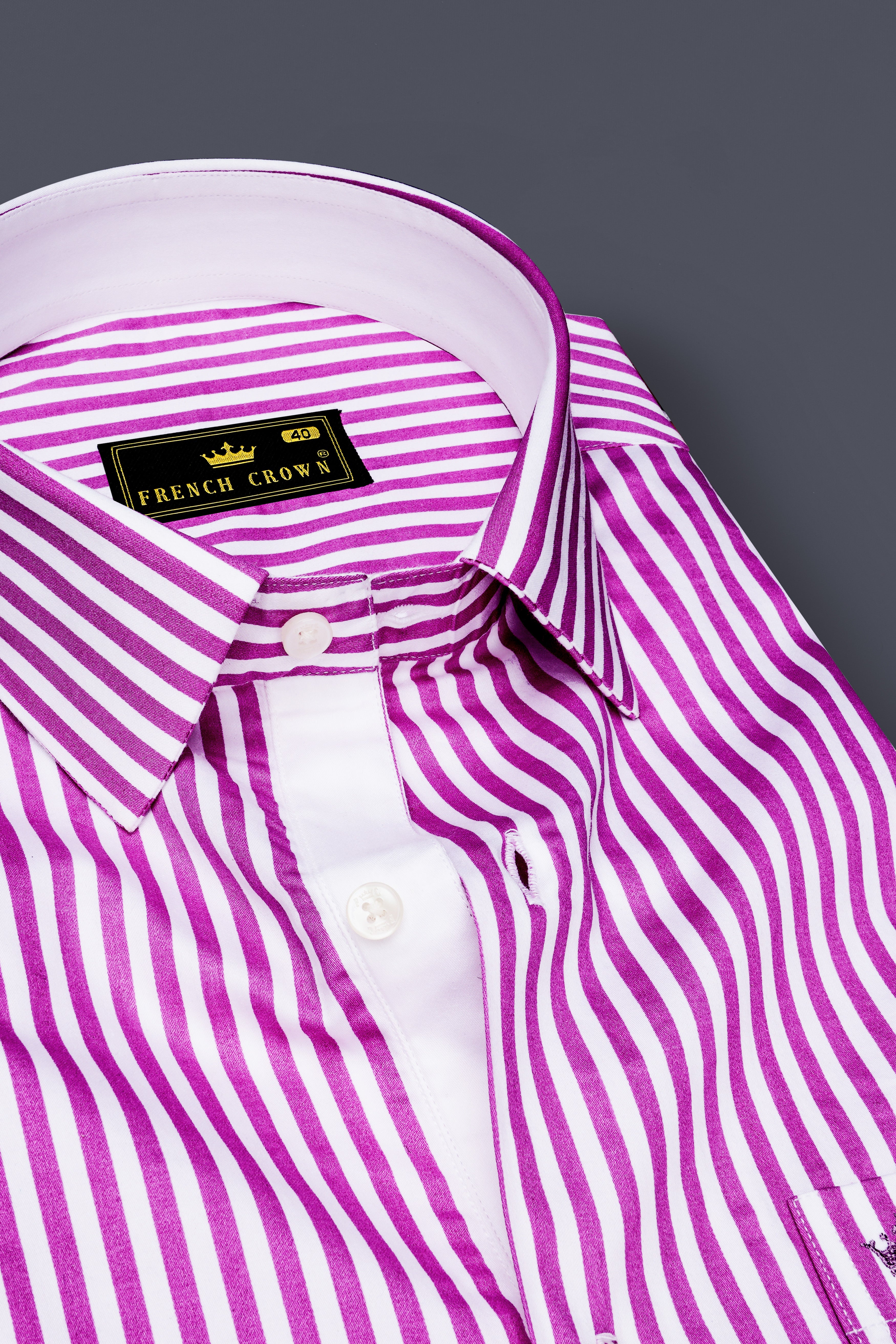 Rosavon-Purplish Pink And Bright White Candy Striped Super Soft Premium Cotton Dress Shirt