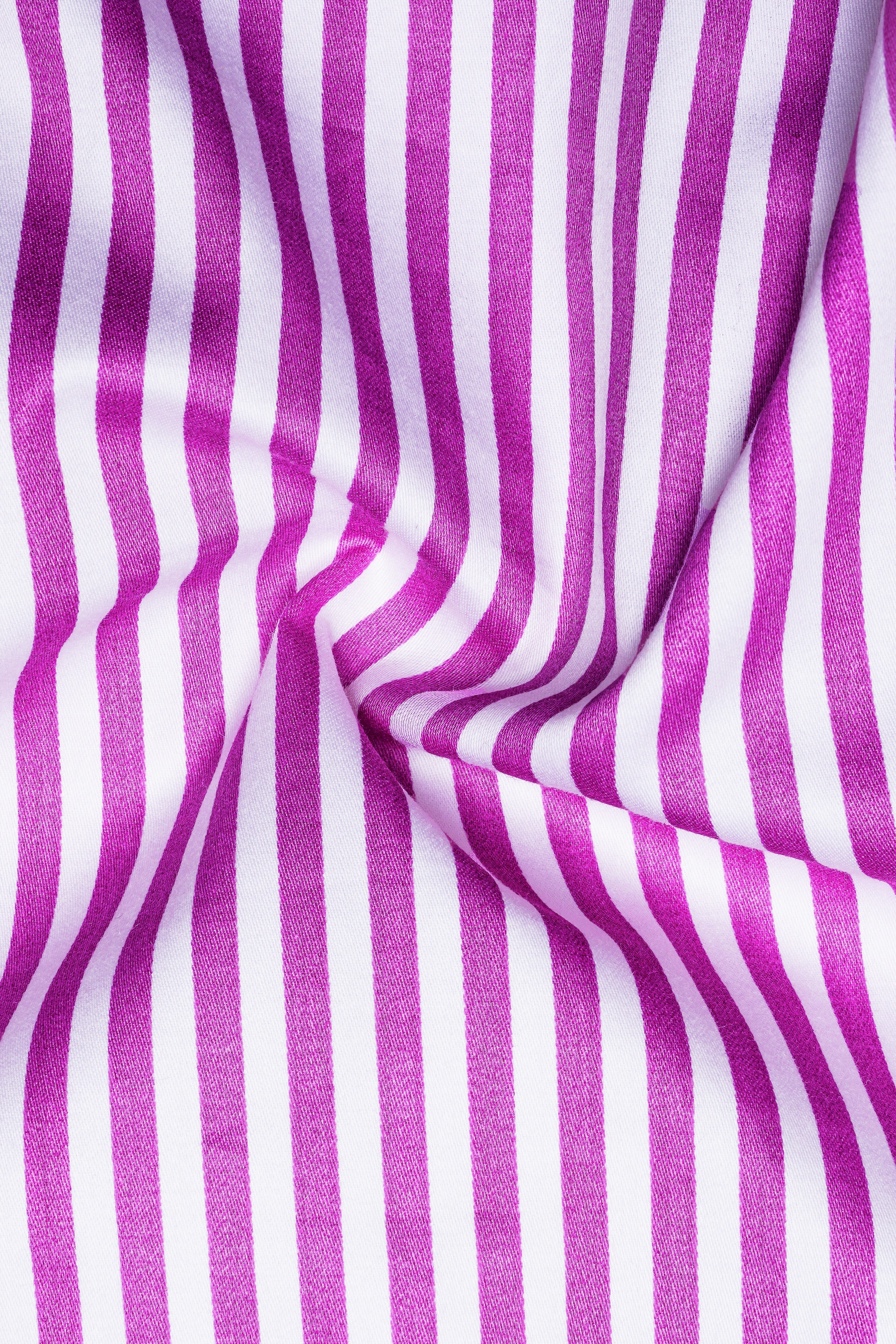 Rosavon-Purplish Pink And Bright White Candy Striped Super Soft Premium Cotton Dress Shirt