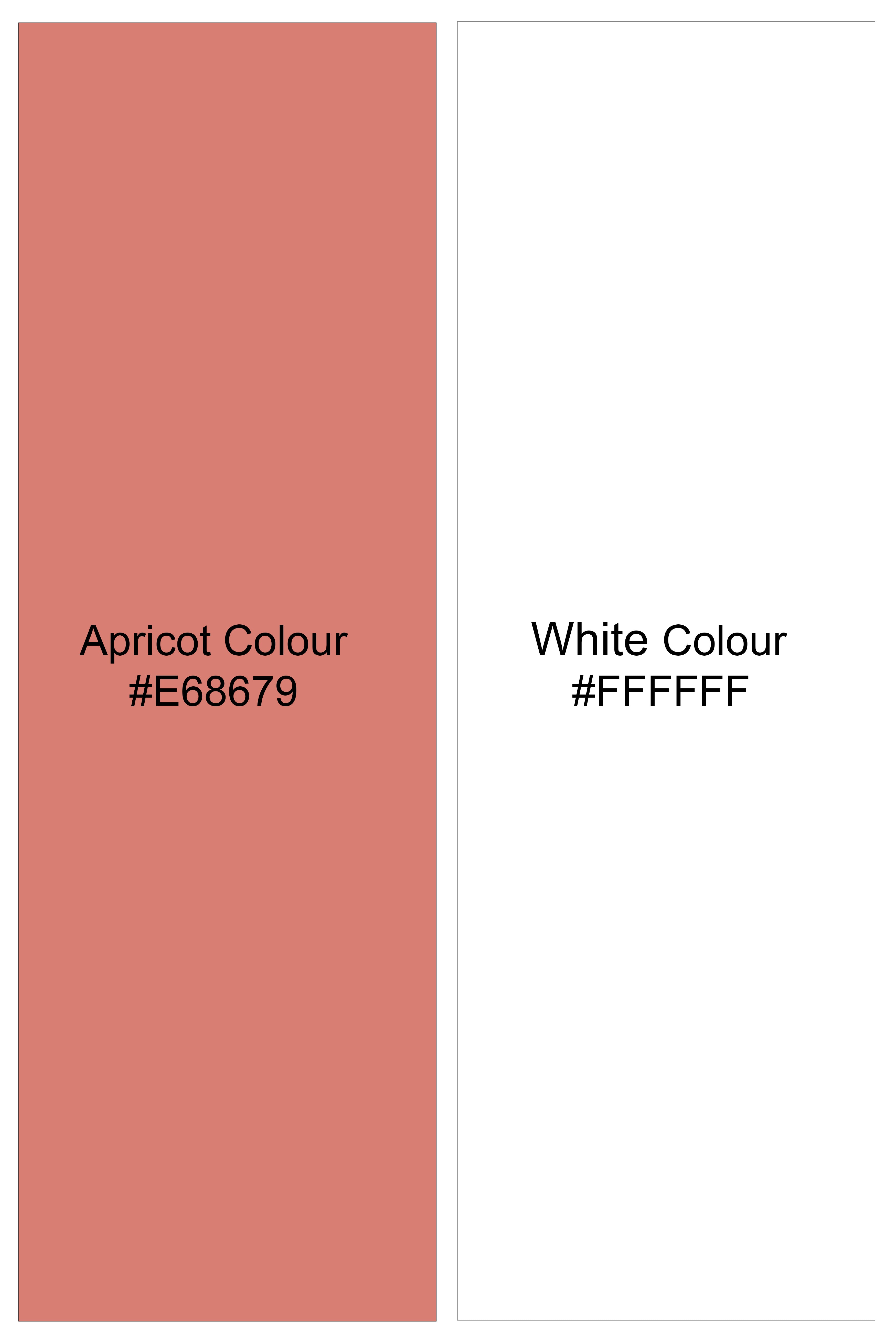 Strivaro-Apricot Peach And Bright White Awning Striped Super Soft Premium Cotton Formal White Cuff Collar Shirt