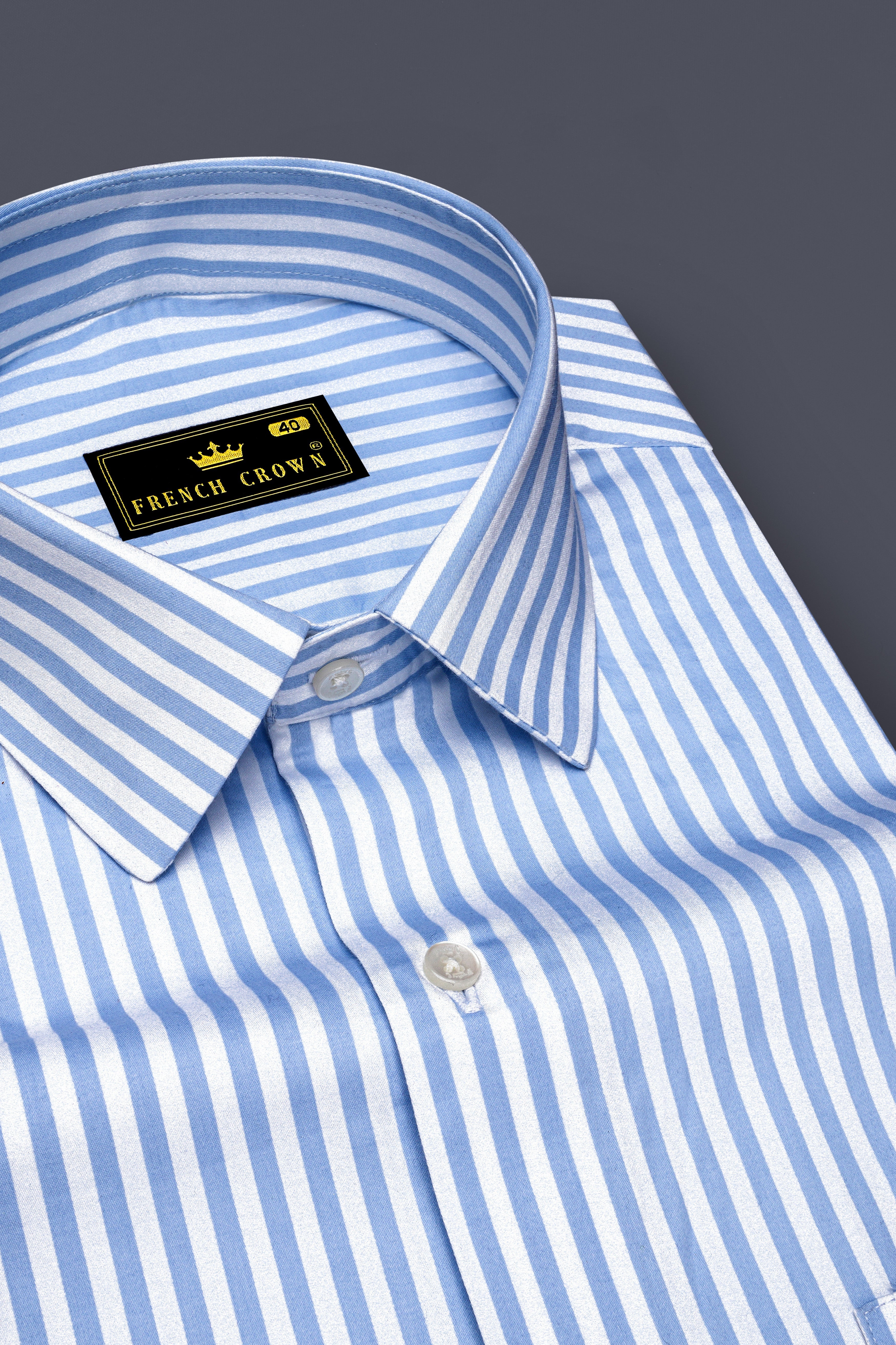 Ceruloro-Glacier Blue And Bright White Candy Striped Subtle Sheen Super Soft Premium Cotton Dress Shirt