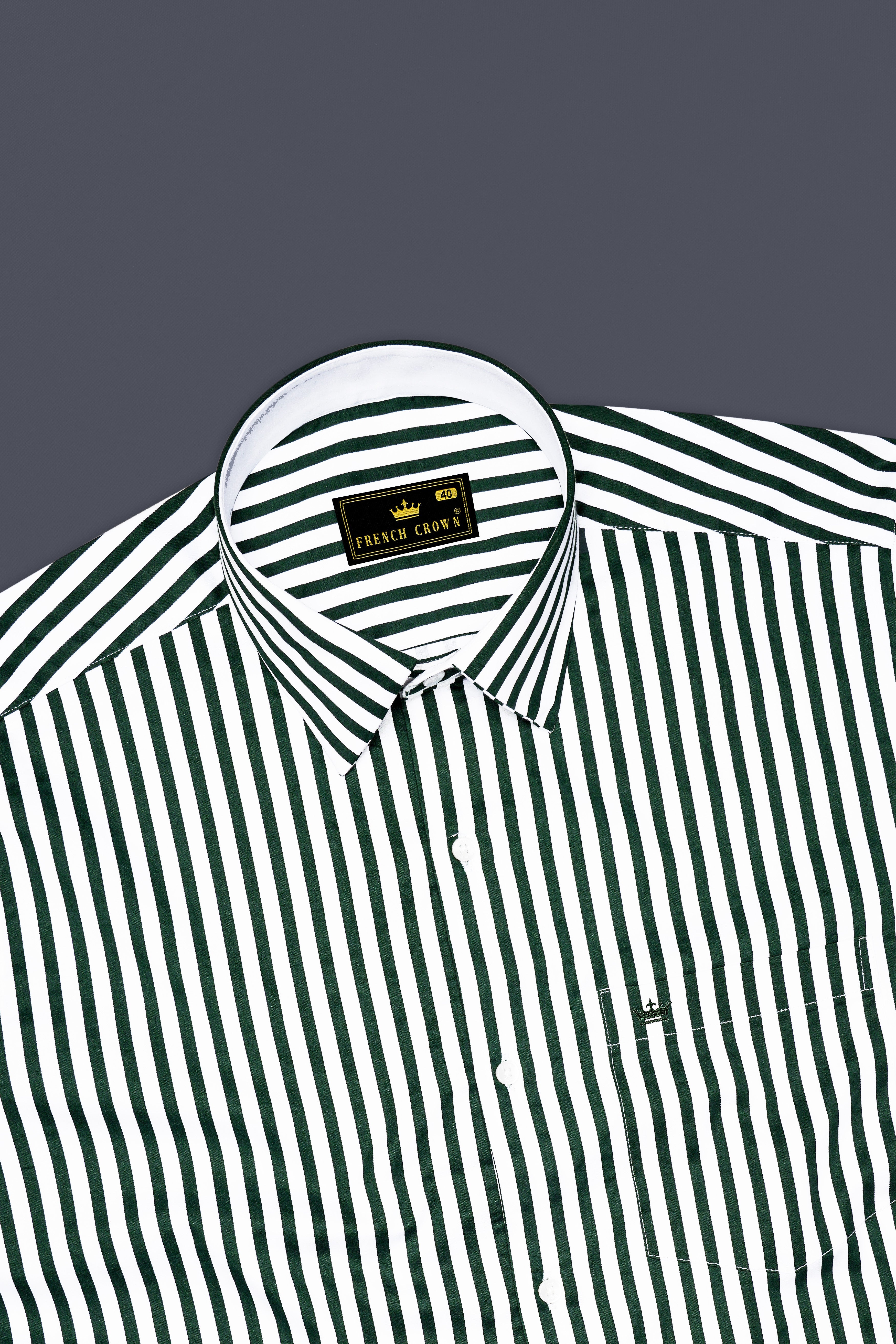 Thalvoro-Phthalo Green And Bright White Candy Striped Super Soft Premium Cotton Dress Shirt