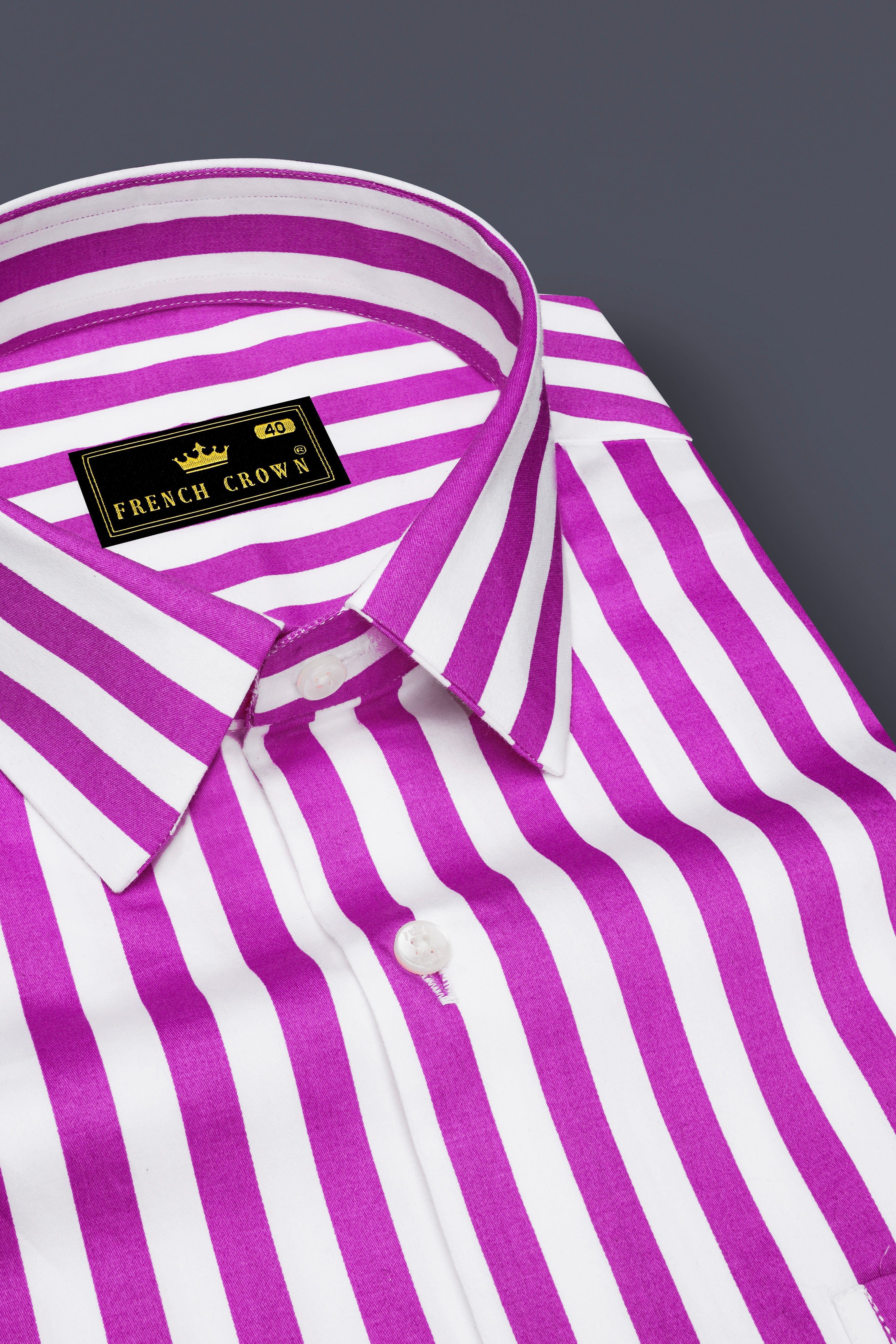 Aureline-Orchid Purple And Bright White Awning Striped Subtle Sheen Super Soft Premium Cotton Dress Shirt