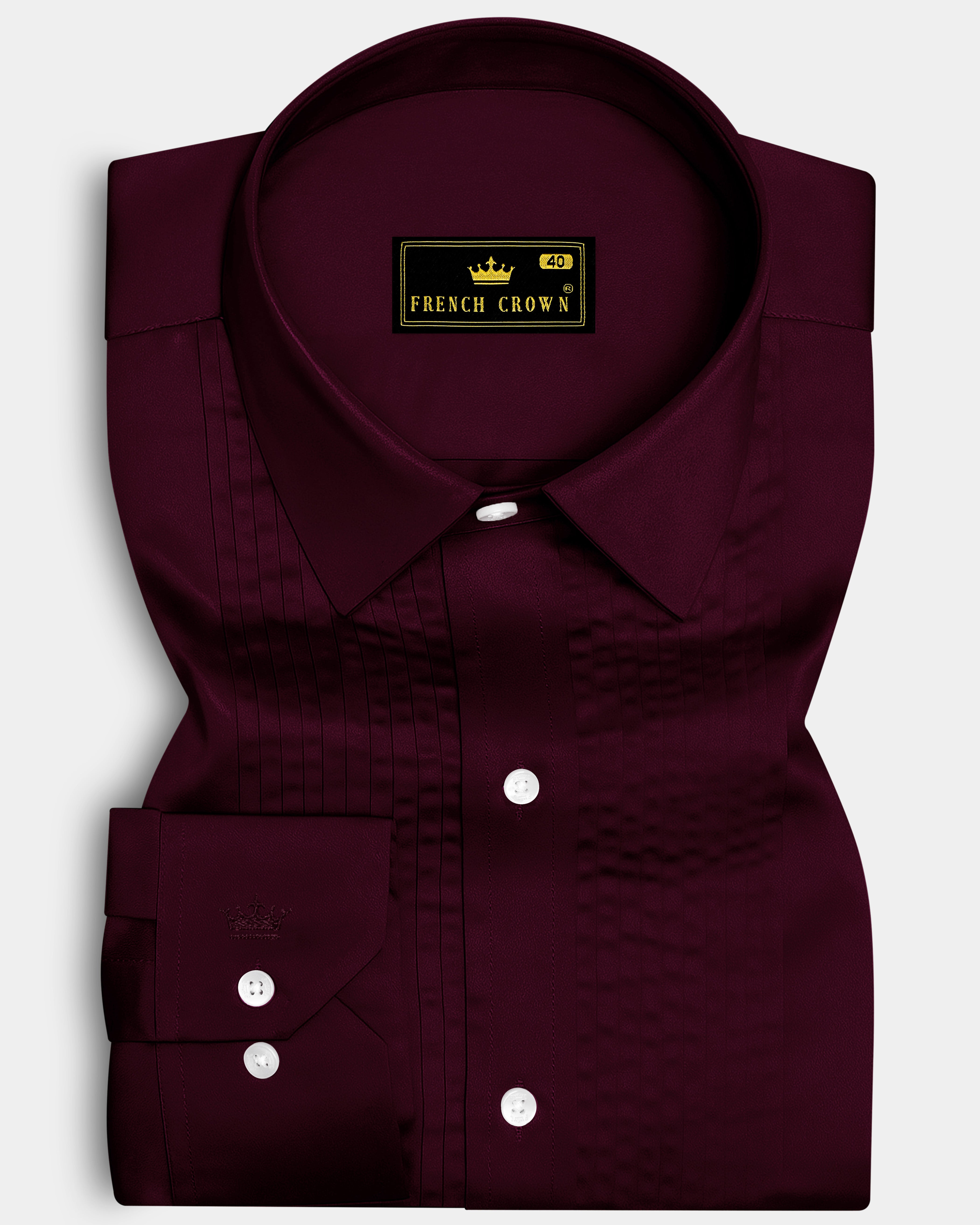 Lustravo-Tamarind Maroon Subtle Sheen Super Soft Premium Cotton Tuxedo Shirt