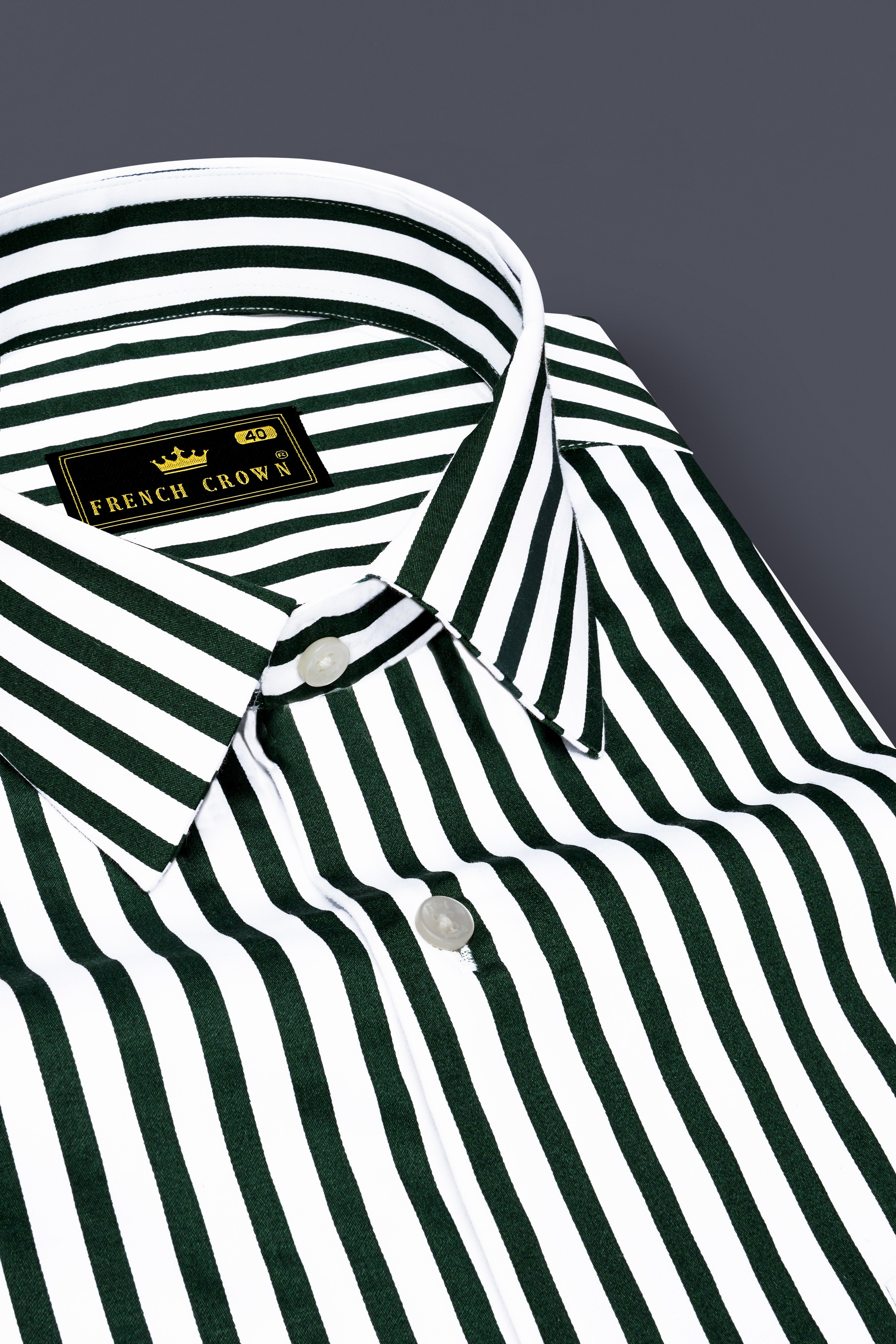 Thalvoro-Phthalo Green And Bright White Candy Striped Subtle Sheen Super Soft Premium Cotton Dress Shirt