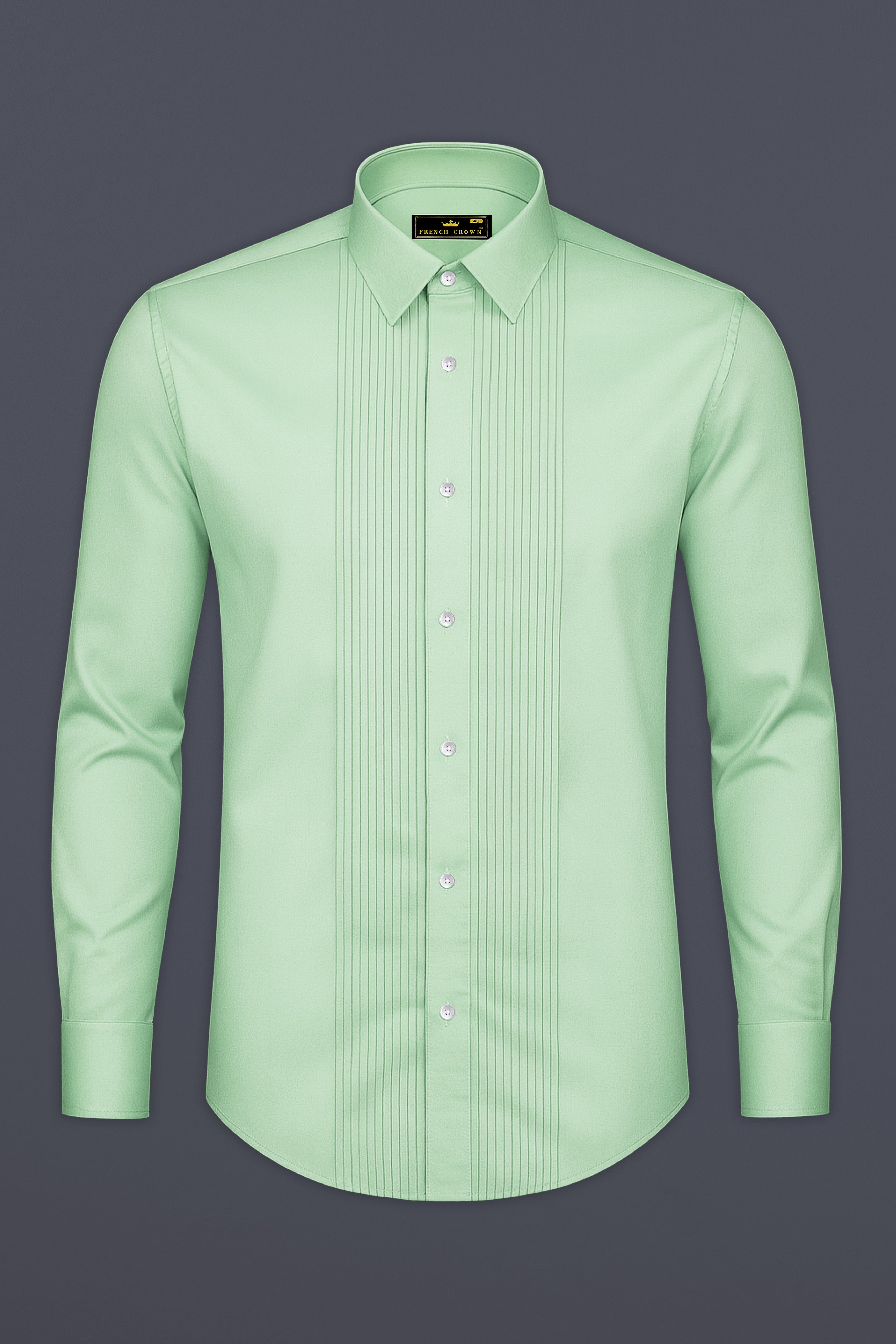 Verdoro-Spring Green Subtle Sheen Super Soft Premium Cotton Tuxedo Shirt