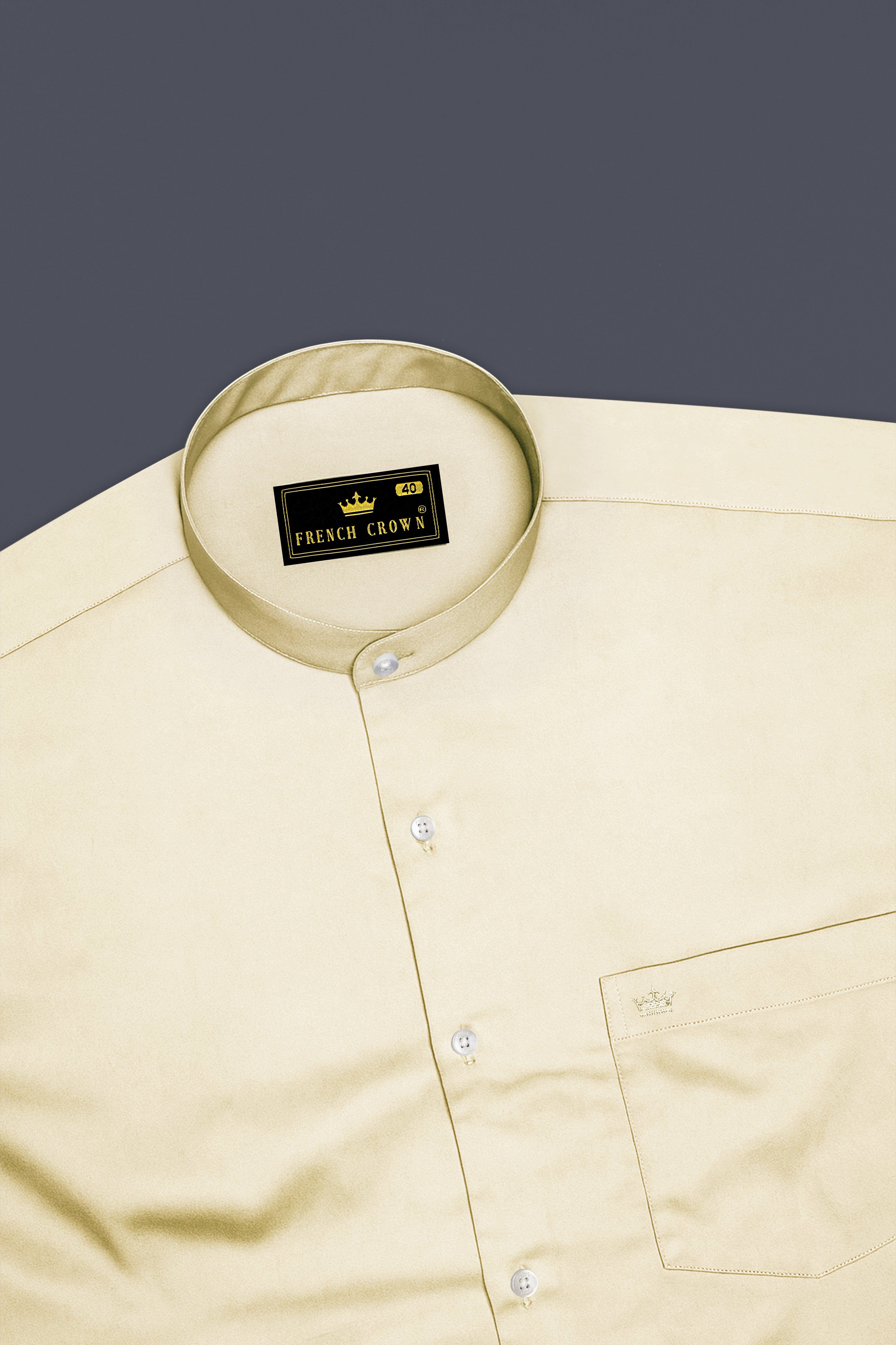 Aurewheat-Wheatfield Cream Subtle Sheen Super Soft Premium Cotton Mandarin Shirt