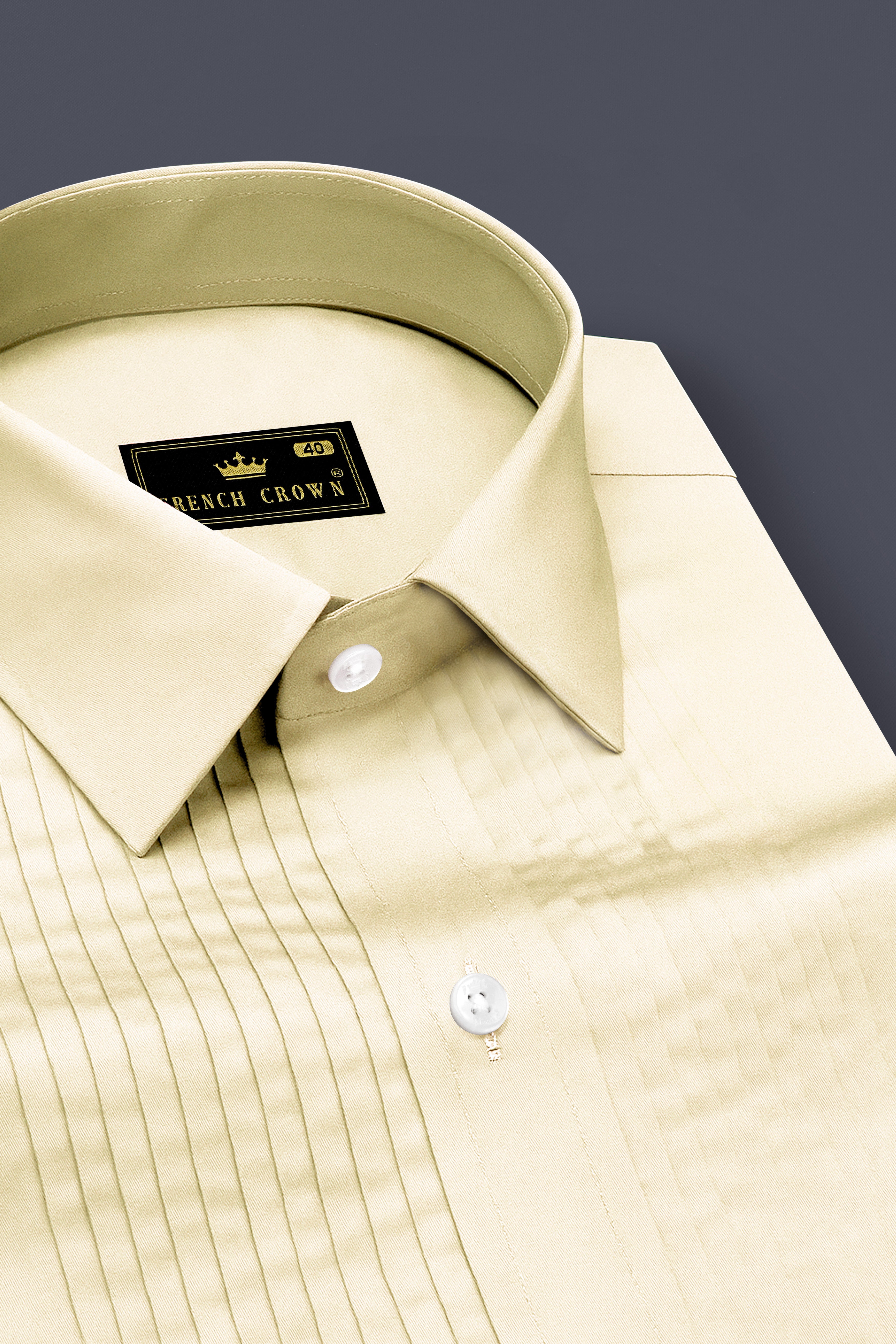 Aurewheat-Wheatfield Cream Subtle Sheen Super Soft Premium Cotton Tuxedo Shirt