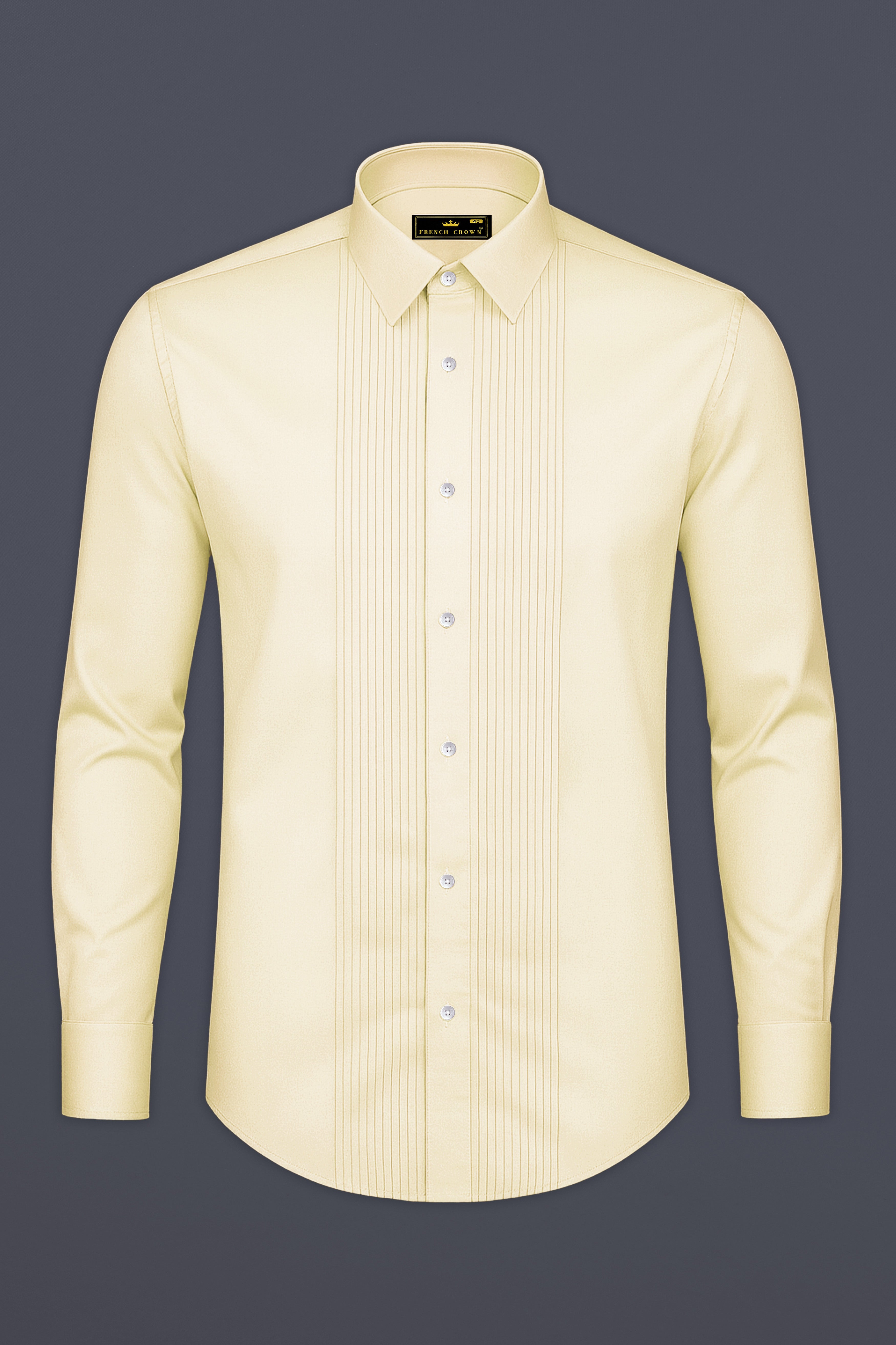 Aurewheat-Wheatfield Cream Subtle Sheen Super Soft Premium Cotton Tuxedo Shirt