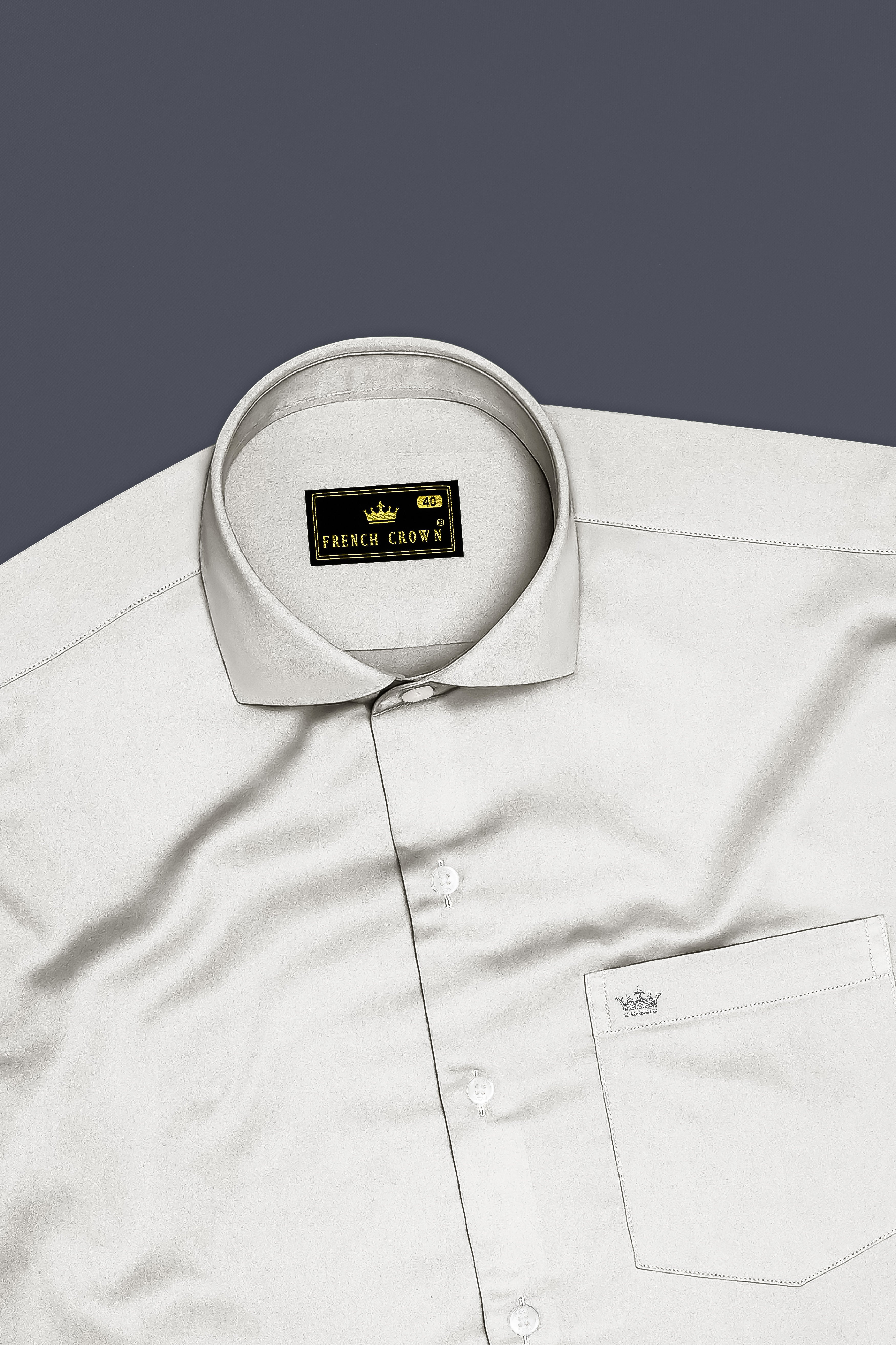 Aurequil-Quil Gray Subtle Sheen Super Soft Premium Cotton Cut Away Collar Dress Shirt