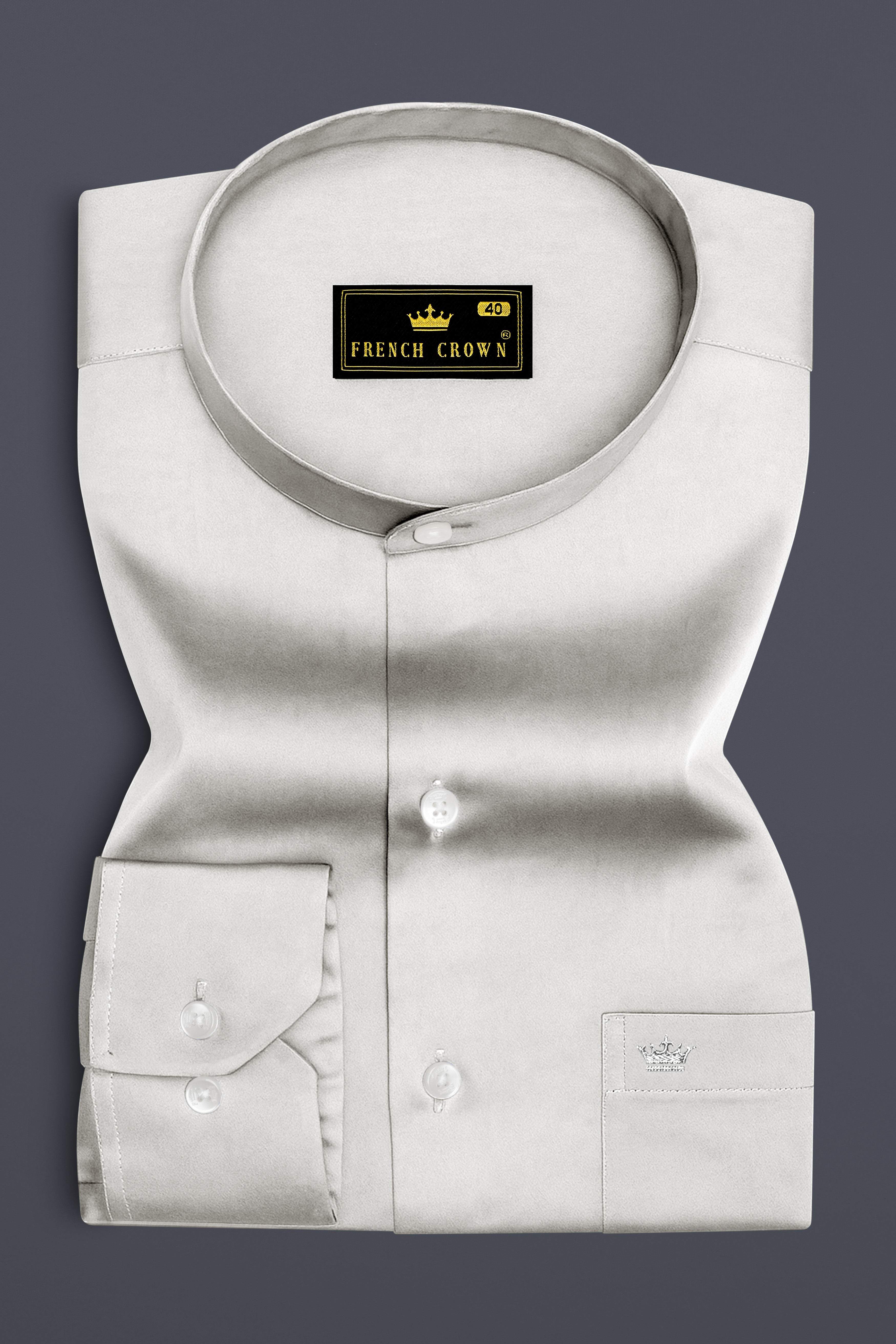 Aurequil-Quil Gray Subtle Sheen Super Soft Premium Cotton Mandarin Shirt