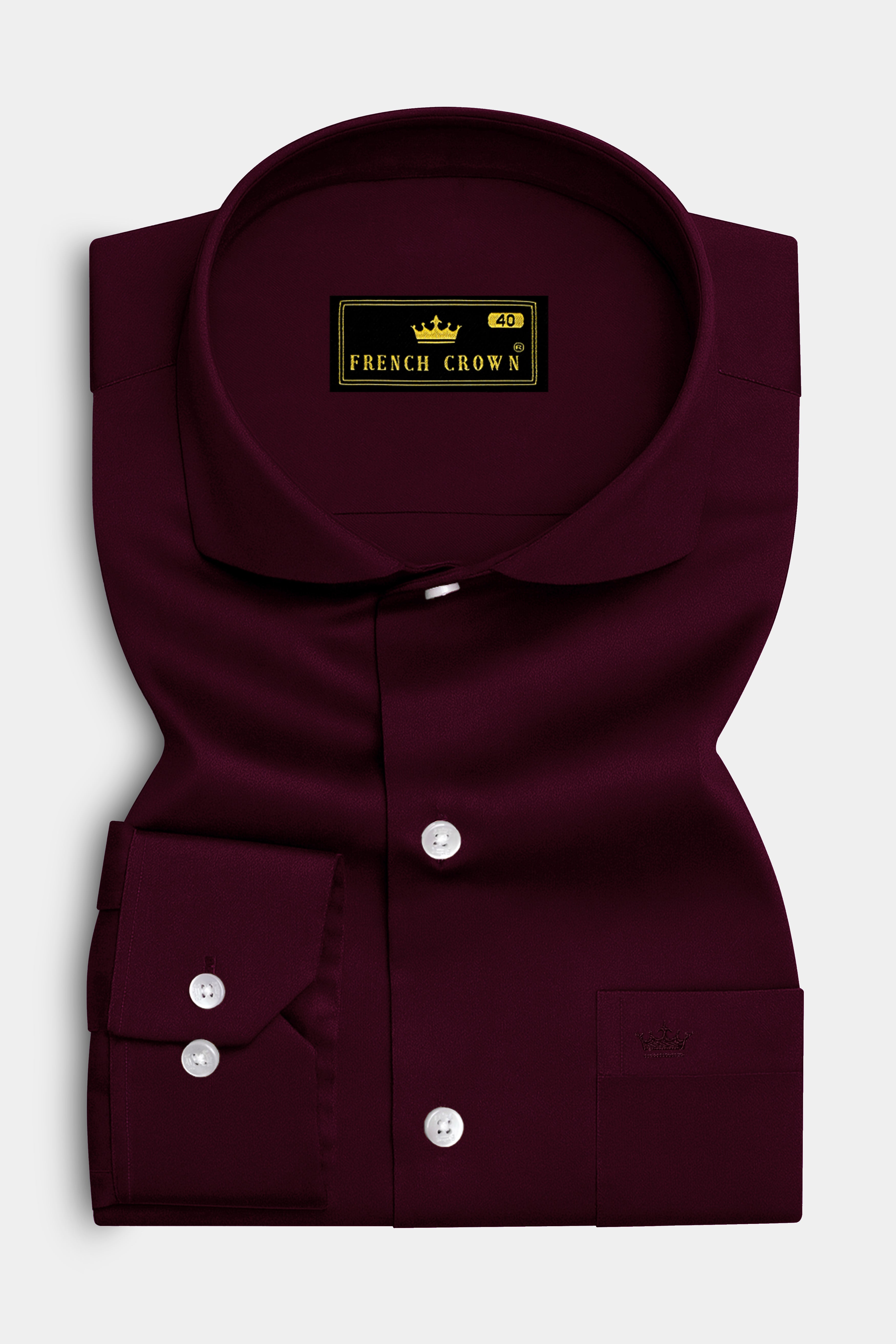 Lustravo-Tamarind Maroon Subtle Sheen Super Soft Premium Cotton Cut Away Collar Dress Shirt